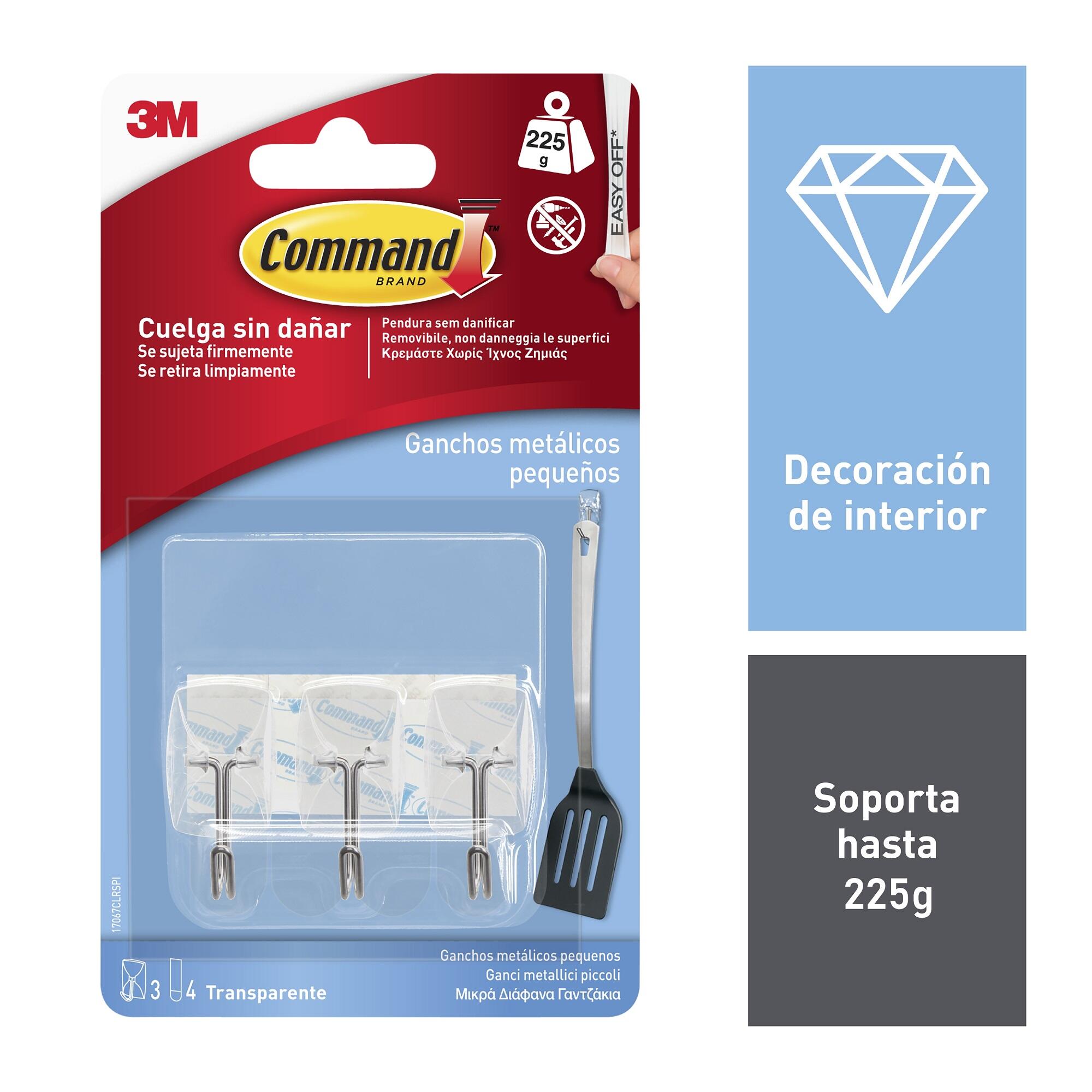3 ganchos adhesivos transparentes con punta metálica, hasta 0.25 Kg - 2