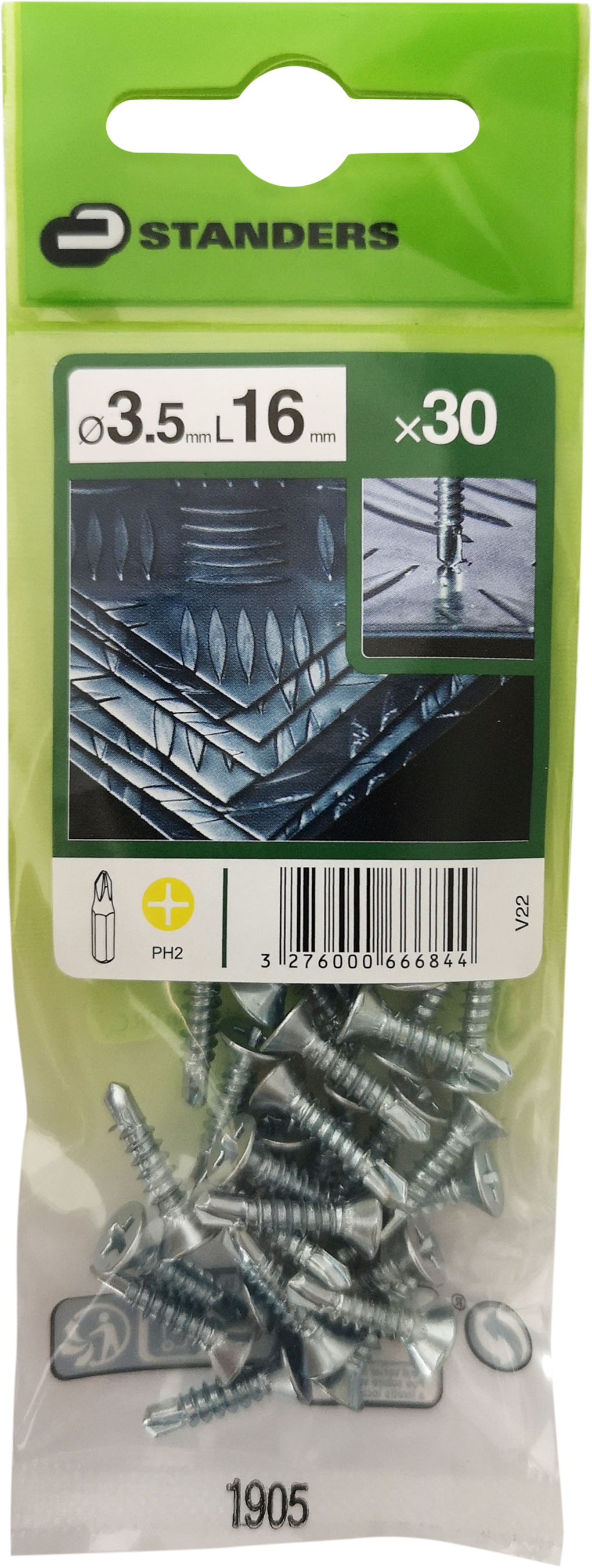 30 Tornillo para metal STANDERS phillips con cabeza avellanada, ø 3.5 x L. 16 mm - 4