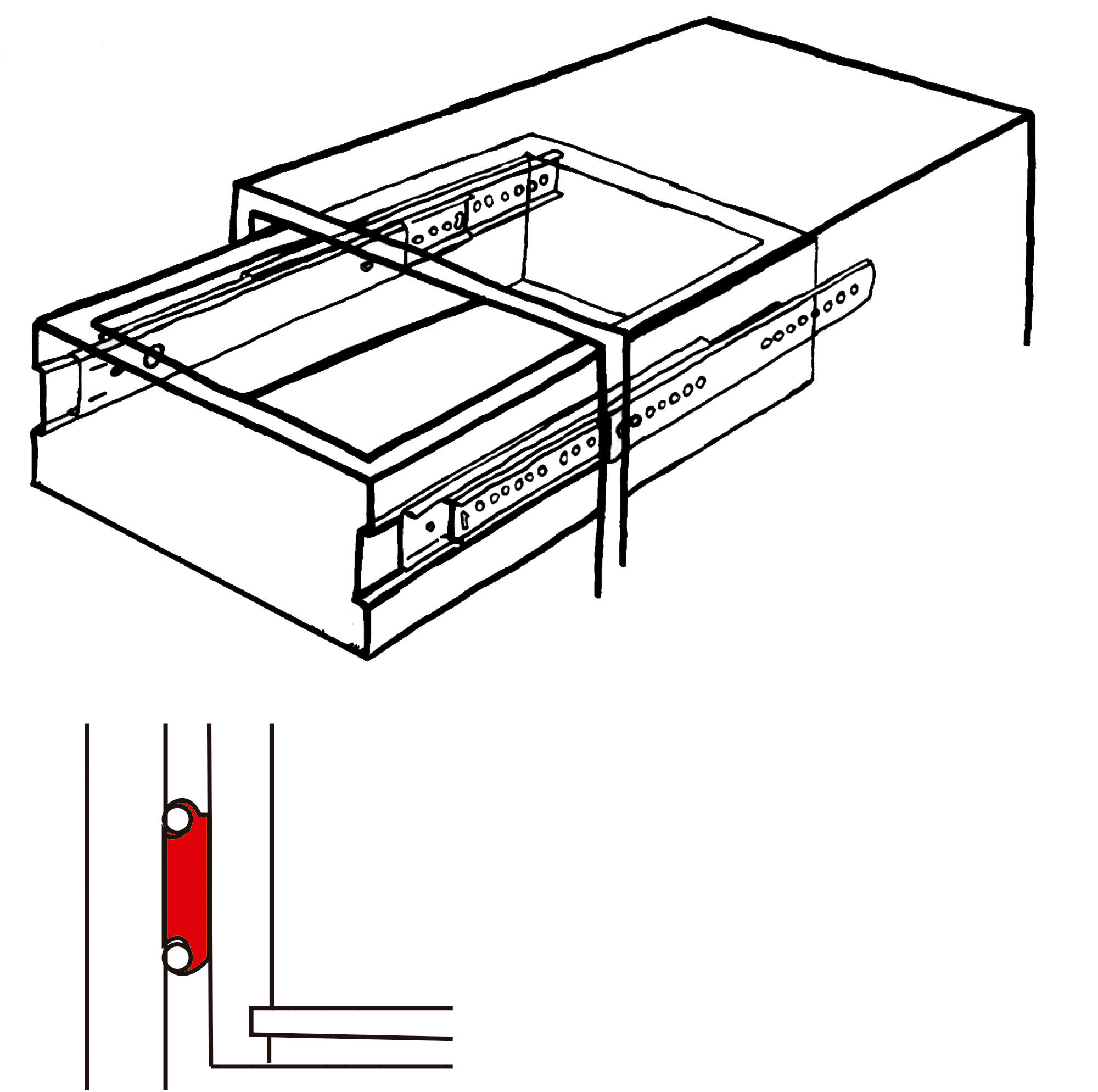 Guia telescópica FIXAÇÃO LATERAL 35MM 40CM - 2