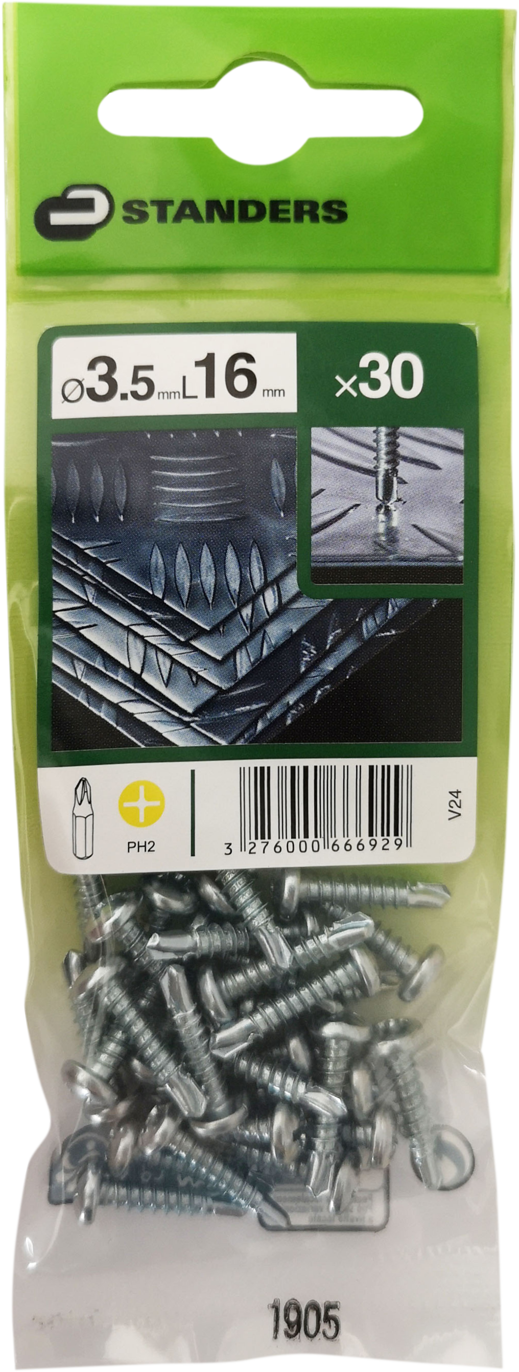 30 Tornillo para metal STANDERS phillips con cabeza abombada, ø 3.5 x L. 16 mm - 3