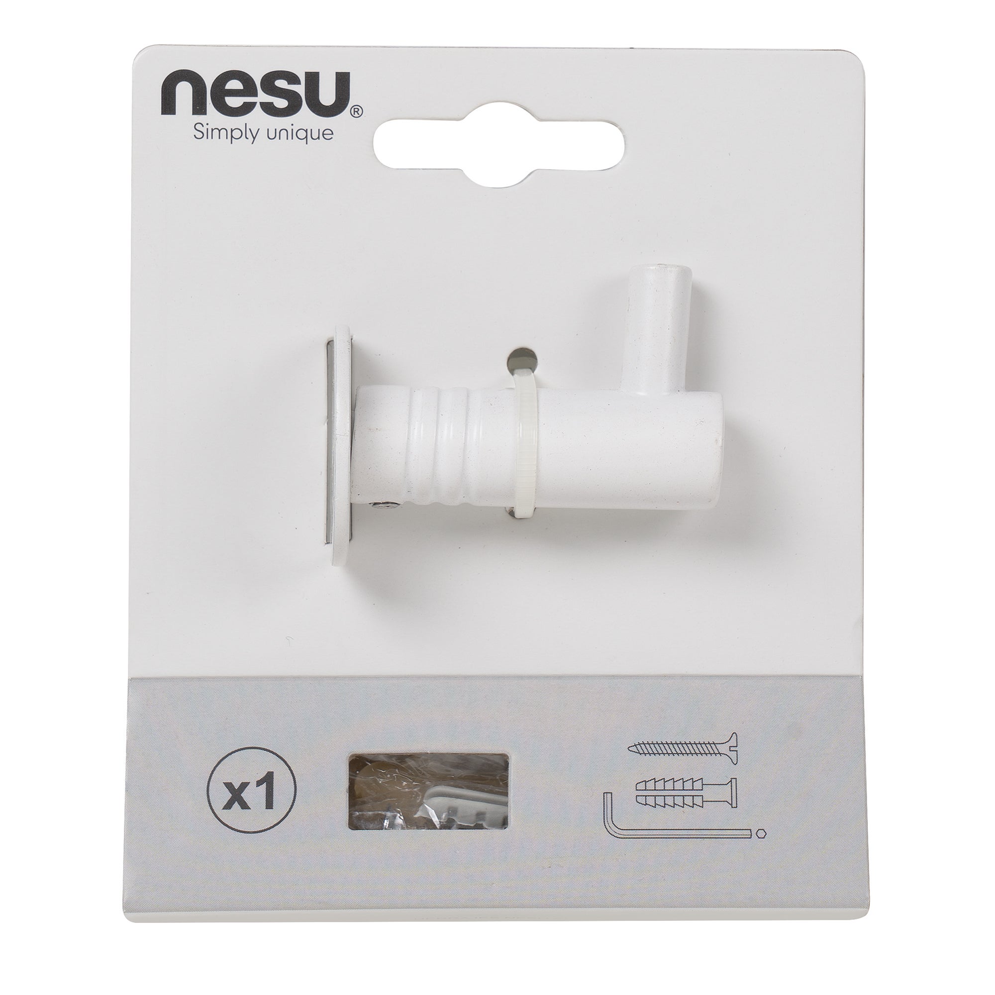 Blister 1 cabide recto NESU metal branco - 2
