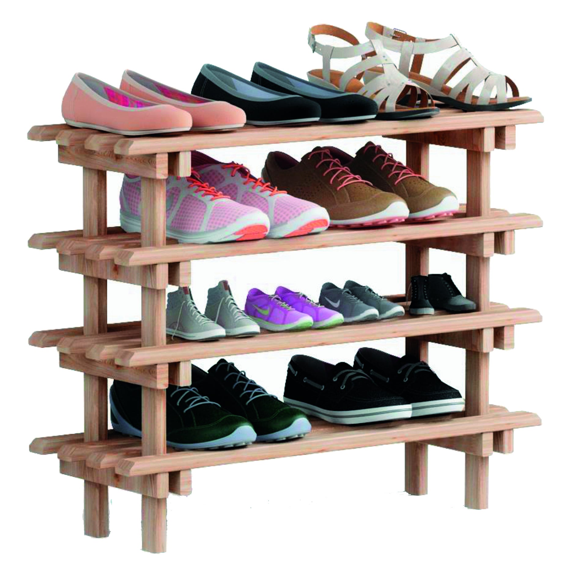 Panca scarpiera porta scarpe L 75 x H 30 x P 25.9 cm 9 paia, beige - 5