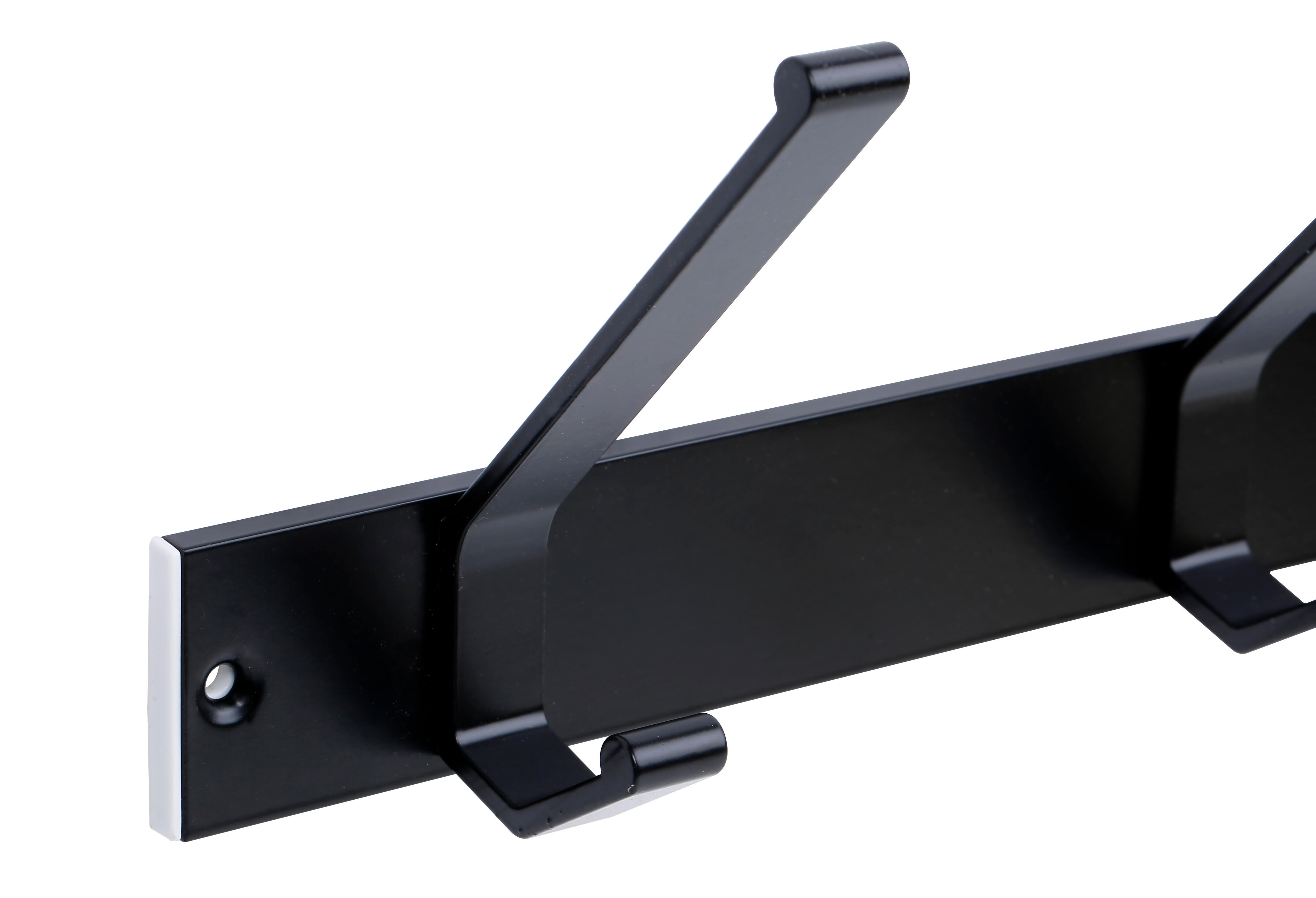 Perchero de pared de aluminio negro con 4 ganchos - 3