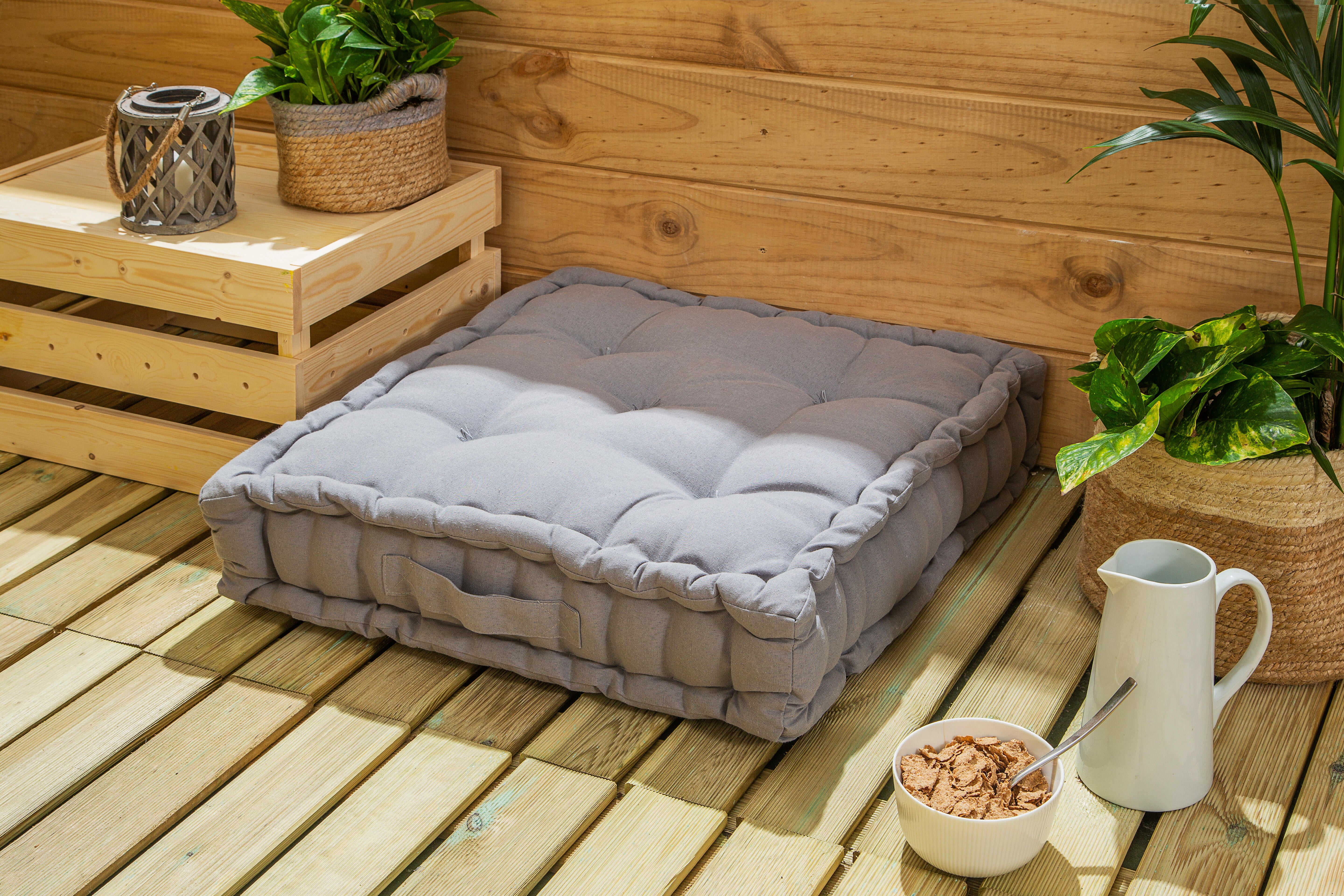 Cojín de suelo exterior/interior INSPIRE Luck gris granito 60x60x13cm - 16
