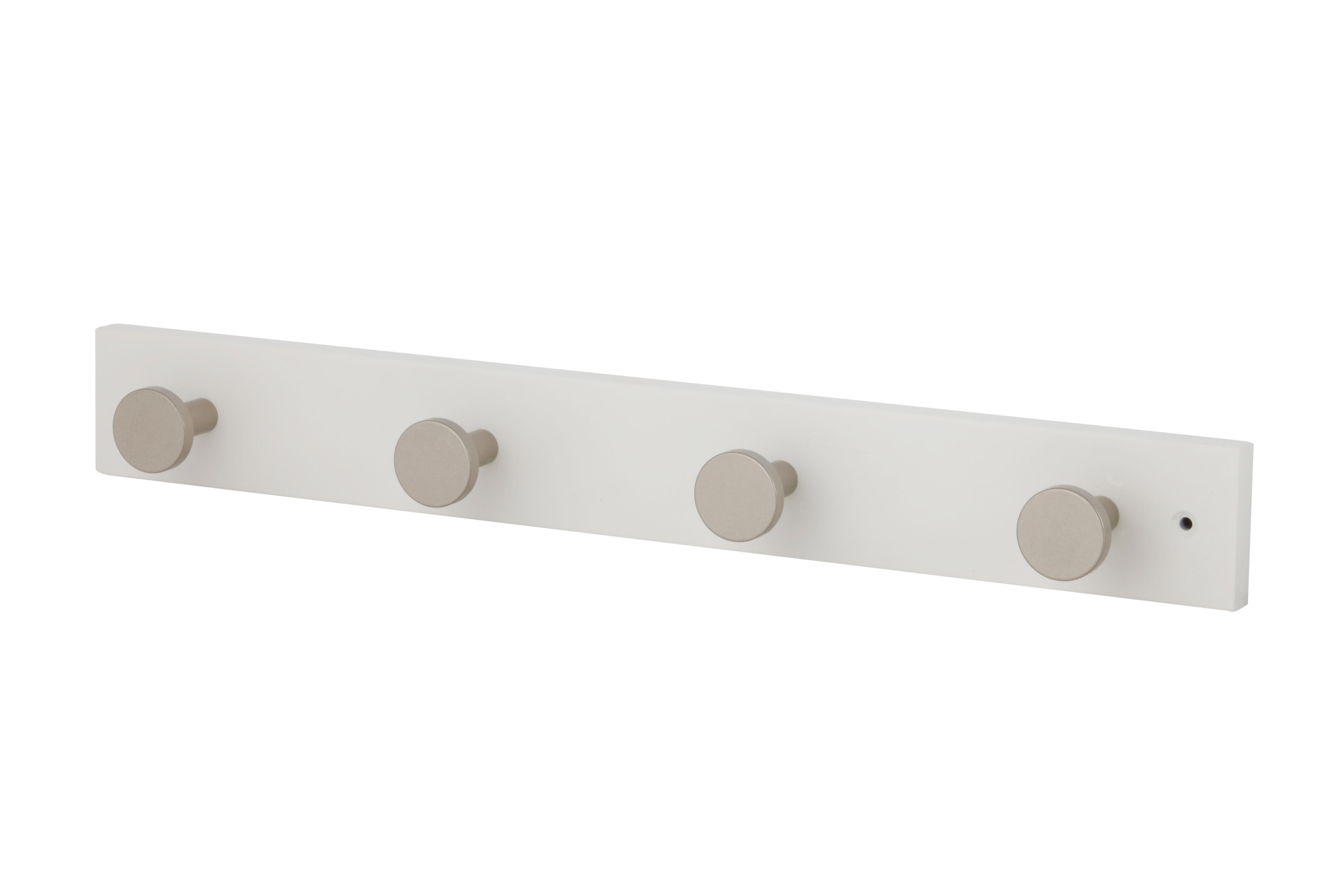 Perchero de pared de madera blanco con 4 ganchos