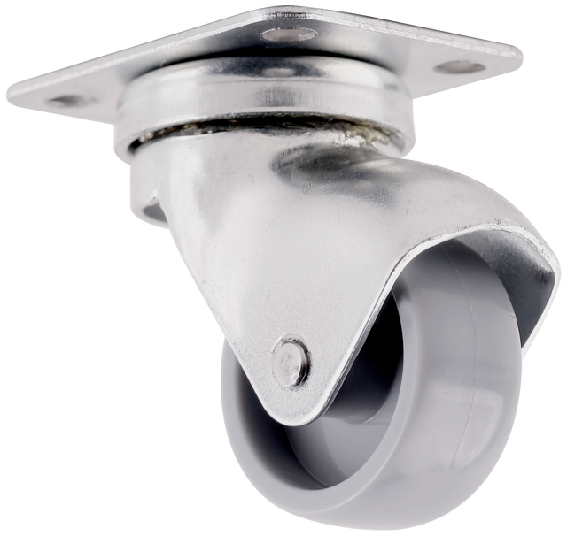 Roda interior sem travão PLACA 360º 30MM 15KG CINZA