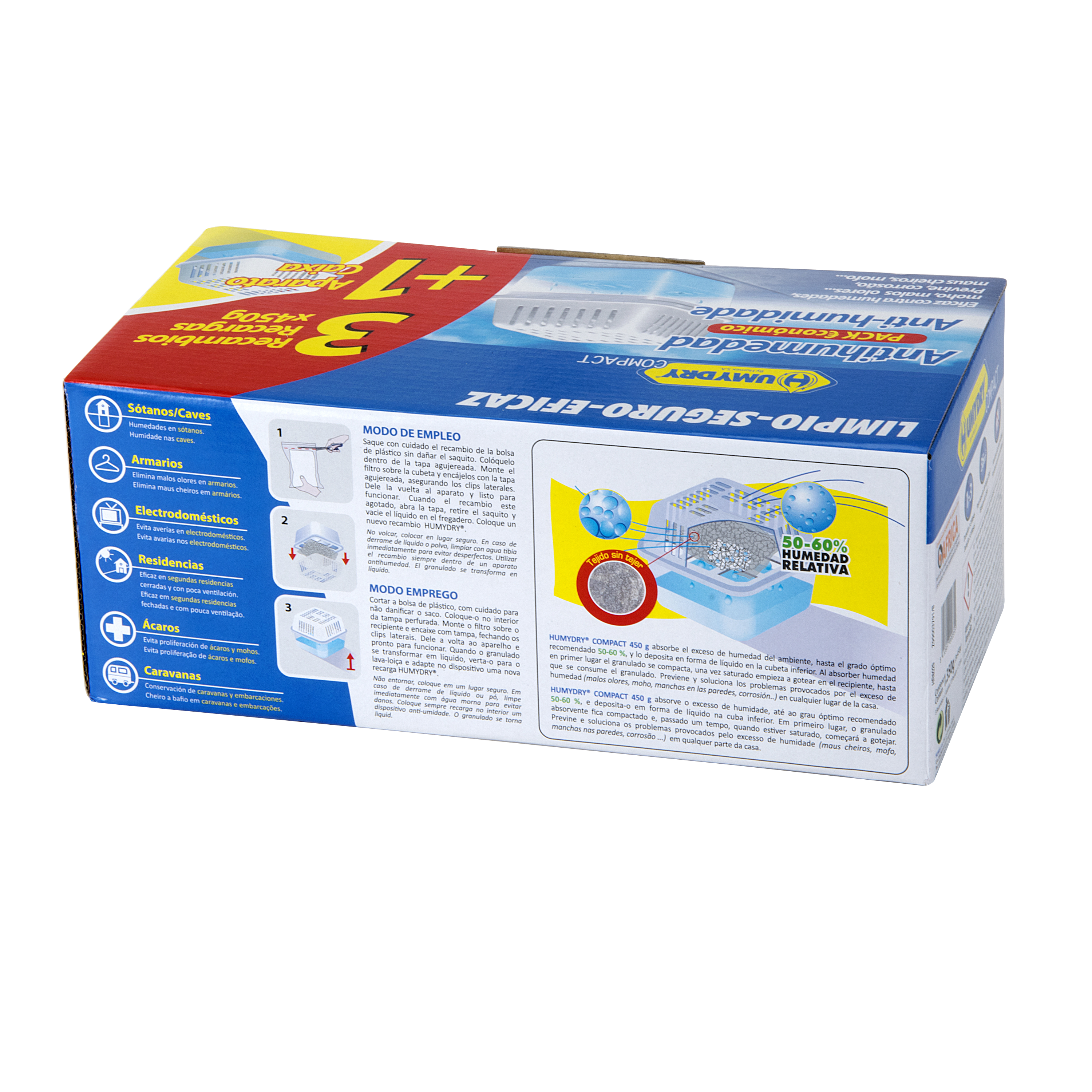 Pack 3 recargas anti-humidade + aparelho 450 g Humydry - 6