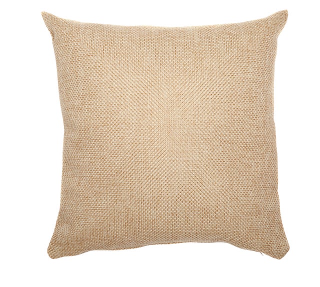 Cojín decorativo cuadrado Cindy poliéster algodón liso beige arena 43x43cm