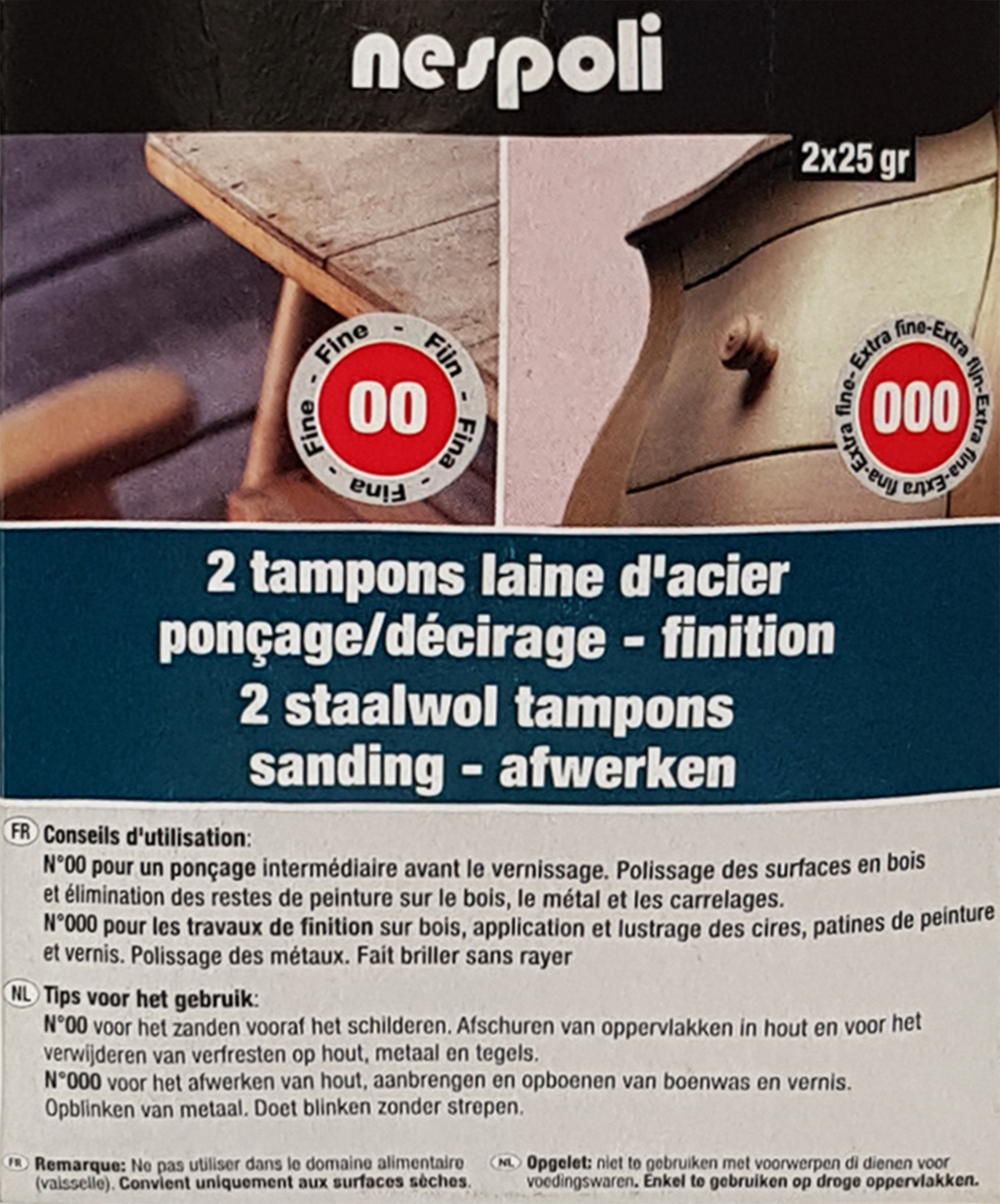 Lana de acero  mixta nº00-000 2x25gr - 2