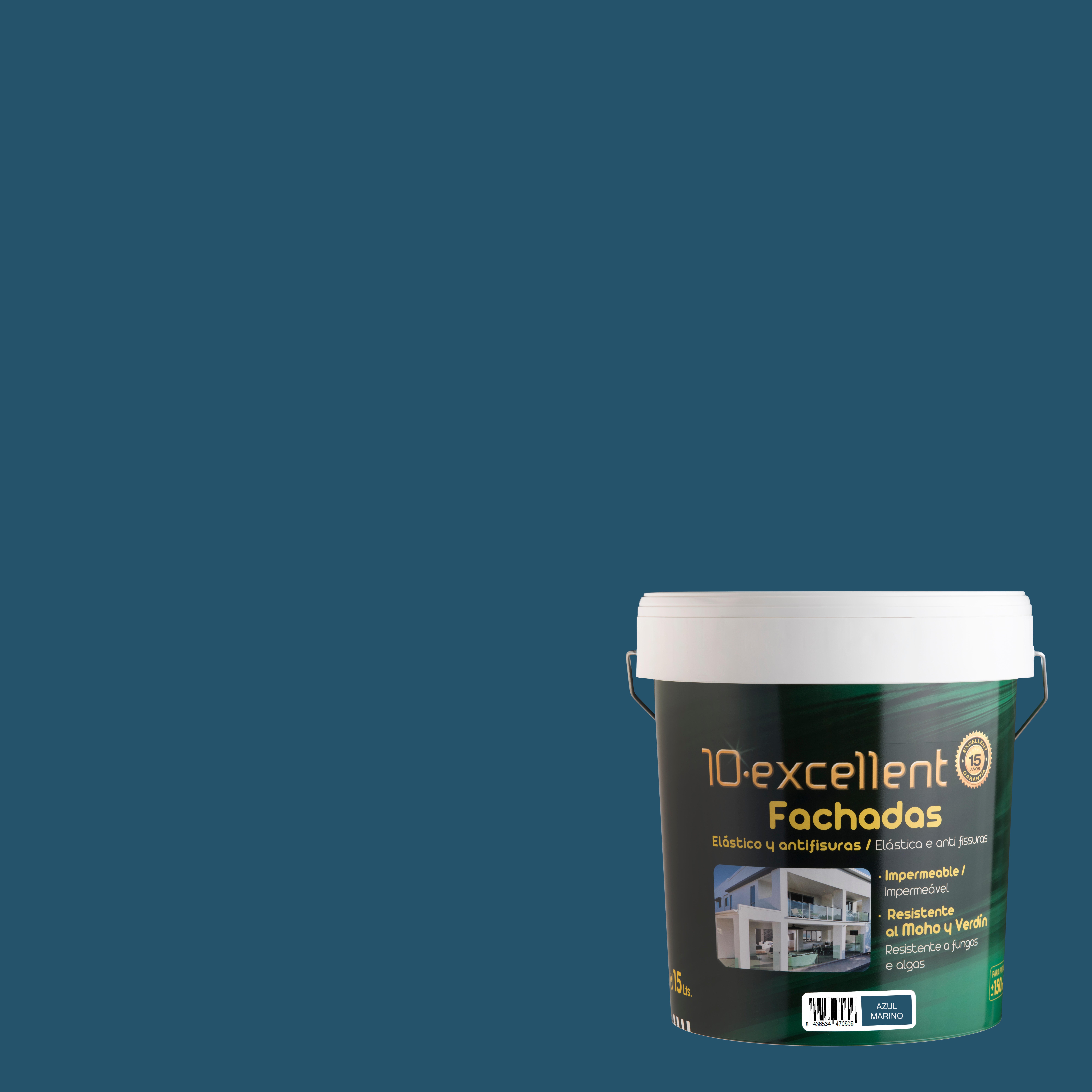 Pintura exterior color azul marino para fachada, cemento, hormigón excellence mate 15l base agua