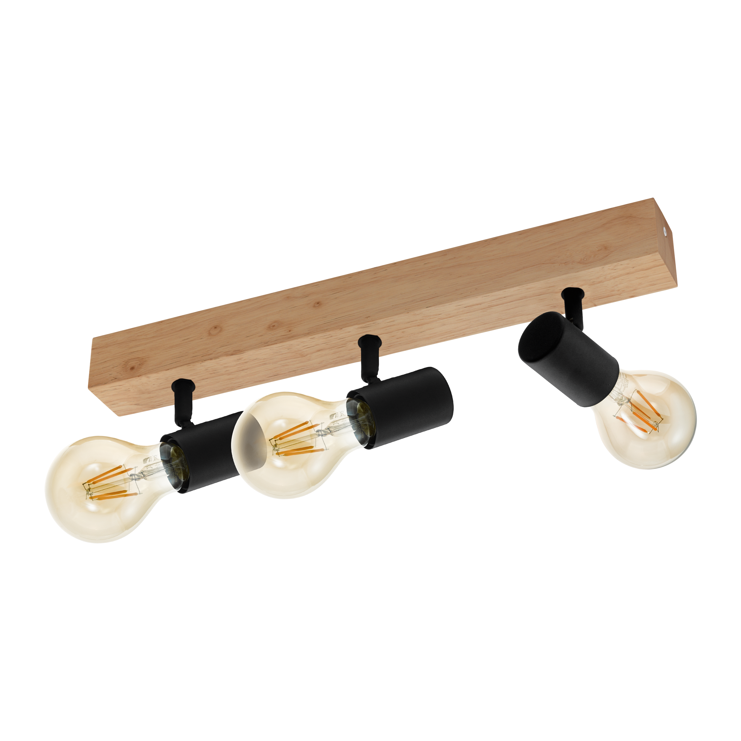 Faretto decorativo senza fonte luminosa TOWNSHEND in acciaio<multisep/>legno beige E27 EGLO 3 luci - 6