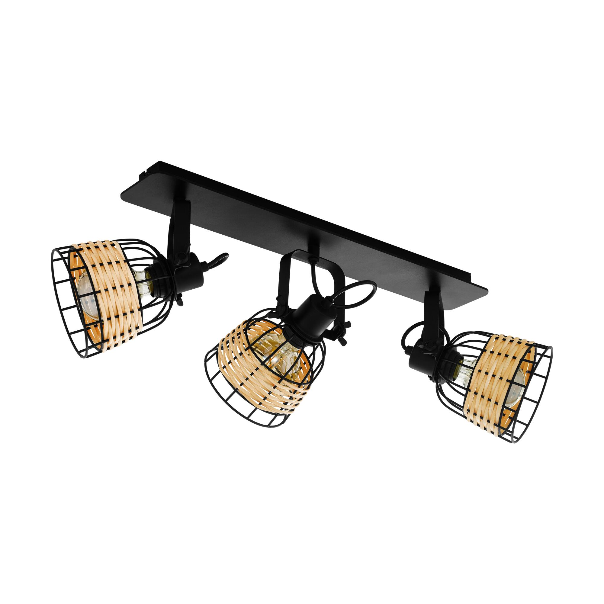 Barra de focos 3 luces anwick e27 negro/ratan