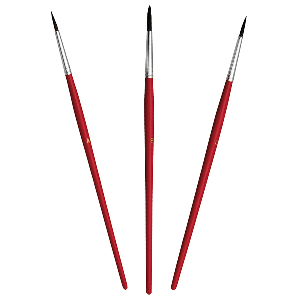 Pack 3 pinceles pelo de poney para acuarelas nº4,8,10