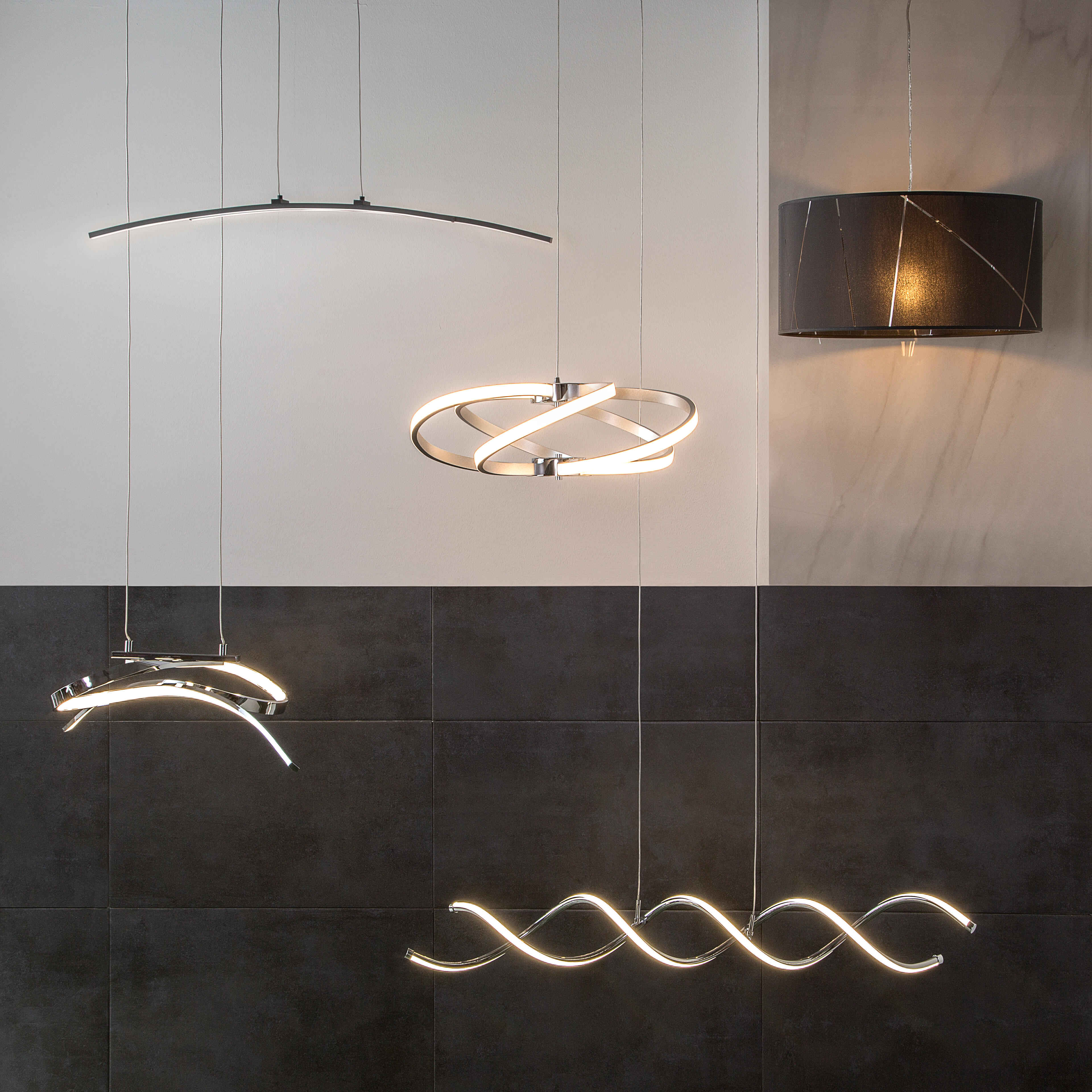 Lámpara de techo colgante gris 1 luz LED Symphonie 26 cm altura regulable - 2