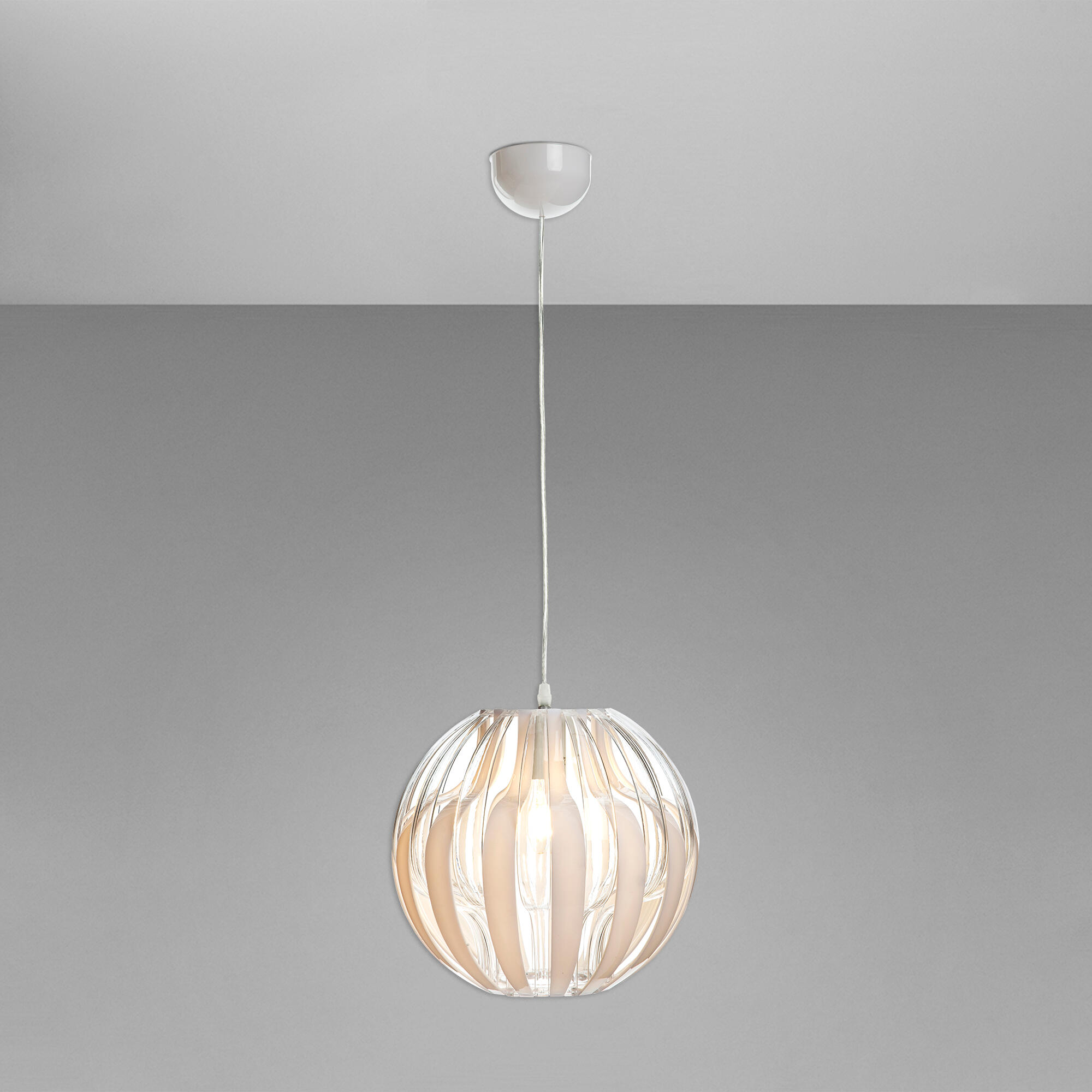 Lámpara de techo colgante acrílico blanca 30 cm Pumpkin REALITY 1 luz E27. Altura máxima 150 cm - 2