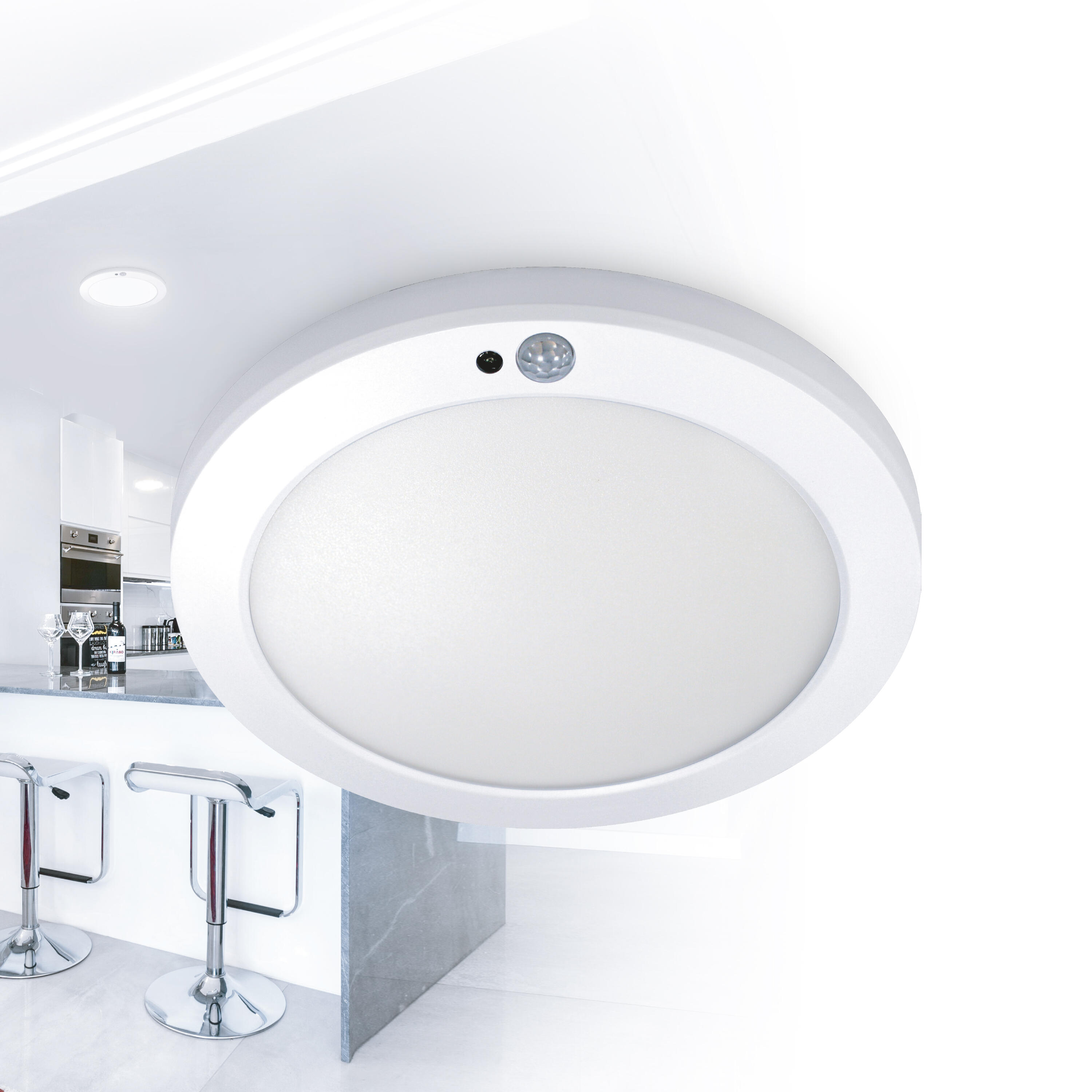 Downlight LED de superficie CRISTAL RECORD Seul blanco redondo ø22 cm 1750 lm 20 W color luz de cálida a fría CCT (3000K-6500K) IP20 - Foco LED de superficie para techos con selección de Kelvin antes de la instalación y sensor crepuscular - 6