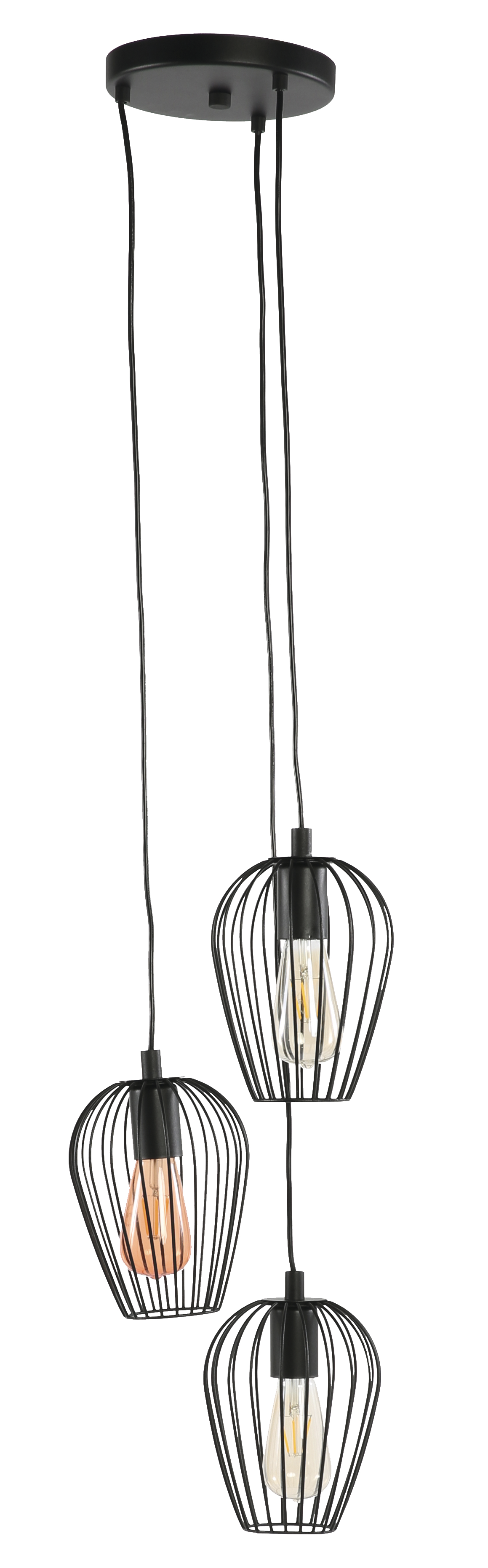 Lámpara de techo newtown 3 luces e27 38 cm negra