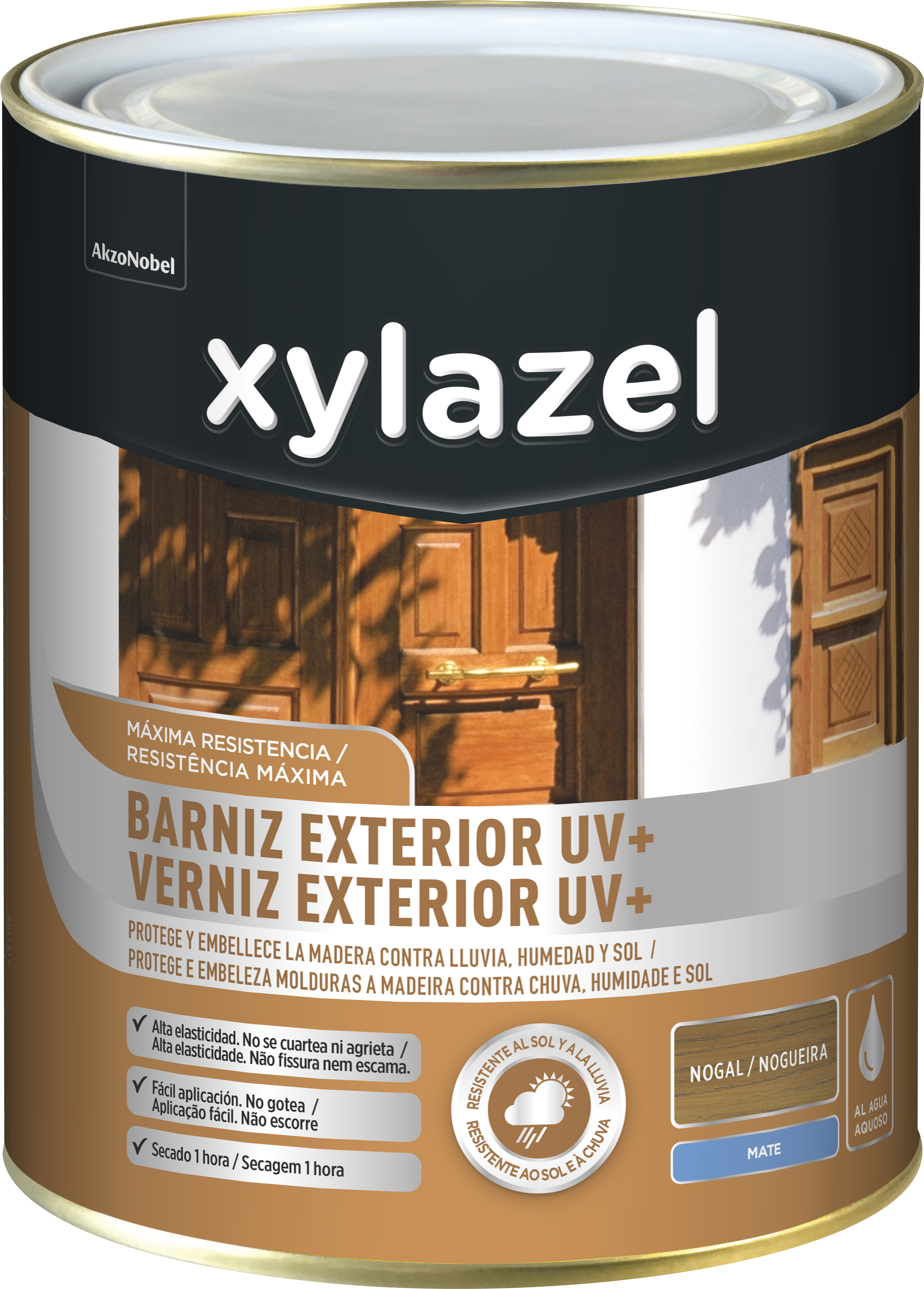 Barniz de madera de exterior color nogal para ventana, puerta, persiana, valla, mobiliario, cancela XYLAZEL mate 2.5L base agua - 9