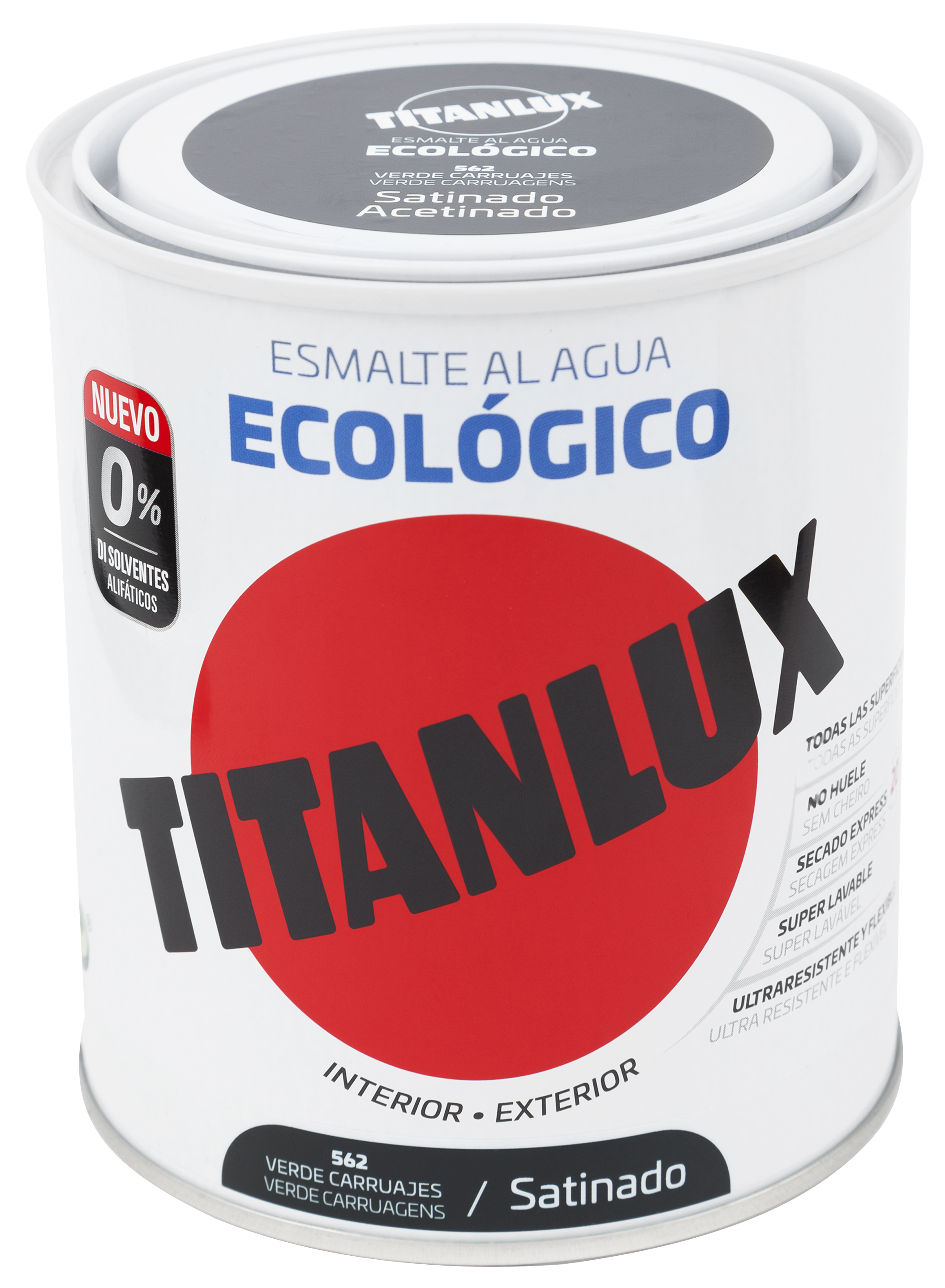 Esmalte de interior ecológico TITANLUX color verde carruaje satinado 750ml para puertas, ventanas, radiadores y muebles - 2