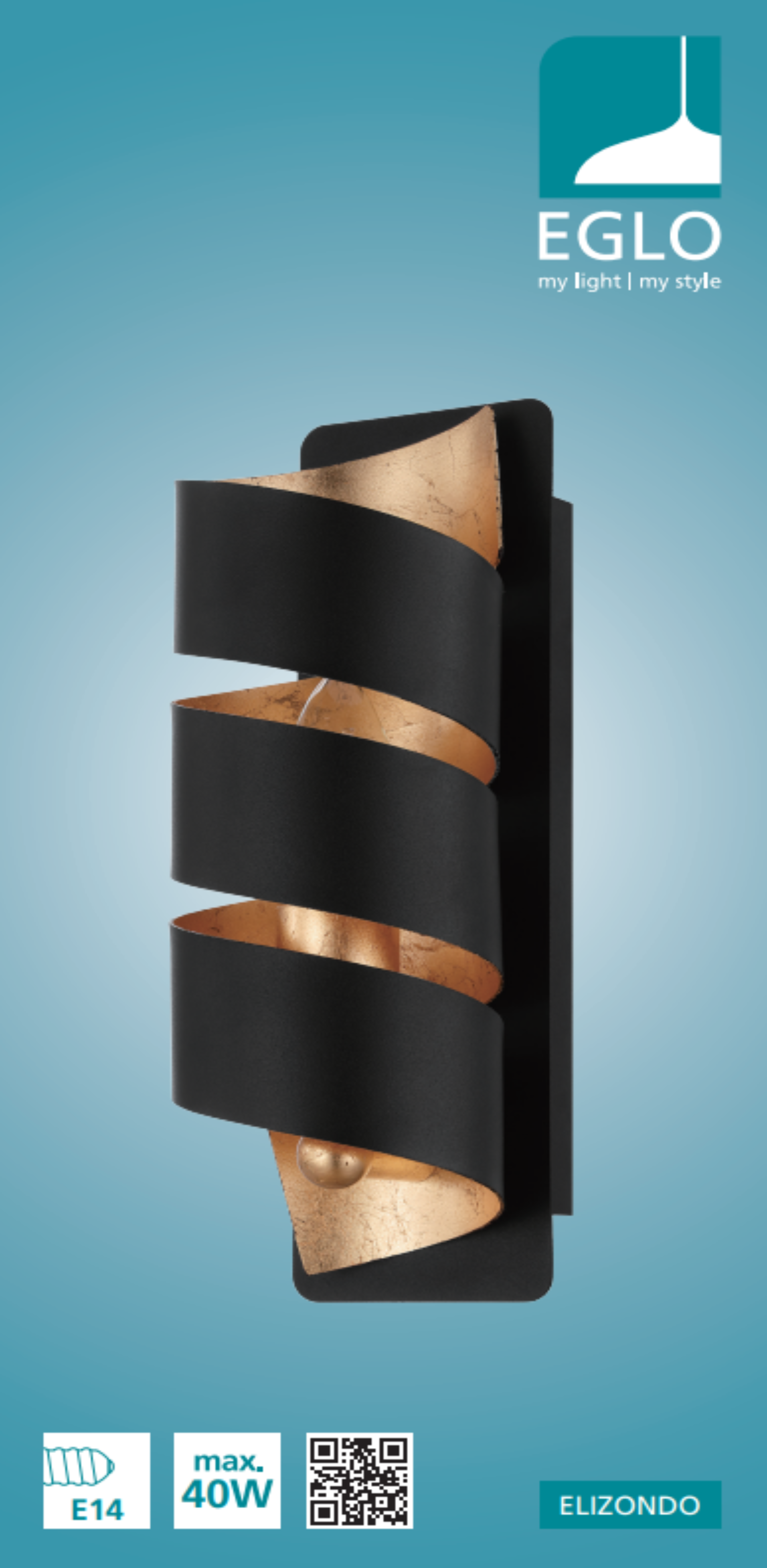 Aplique ELIZONDO E14 PRETO/DOURADO - 4