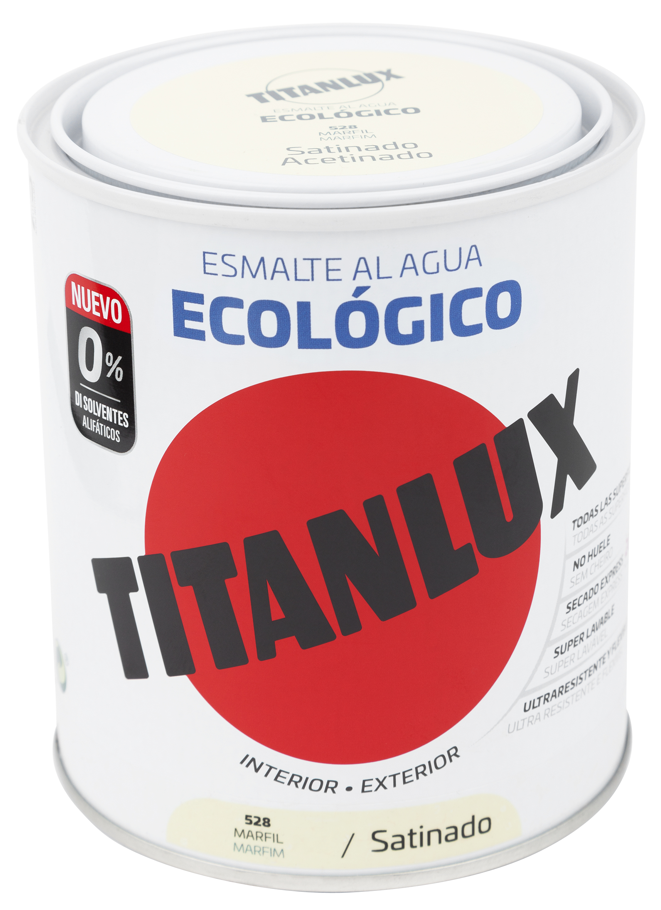 Esmalte de interior ecológico TITANLUX color marfil satinado 750ml para puertas, ventanas, radiadores y muebles - 2