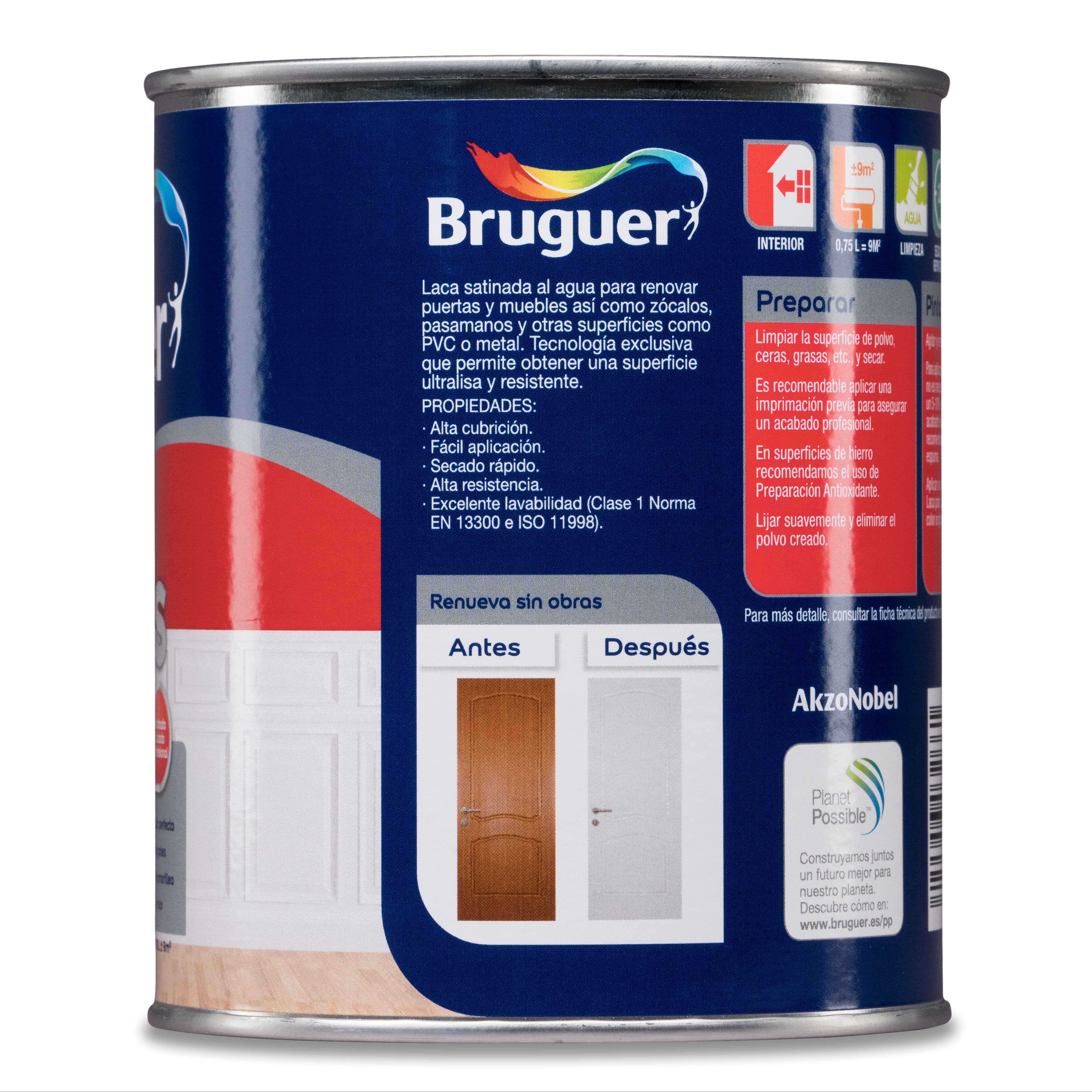 Esmalte de interior Laca BRUGUER color blanco satinado 750ml para puertas, ventanas y muebles - 3