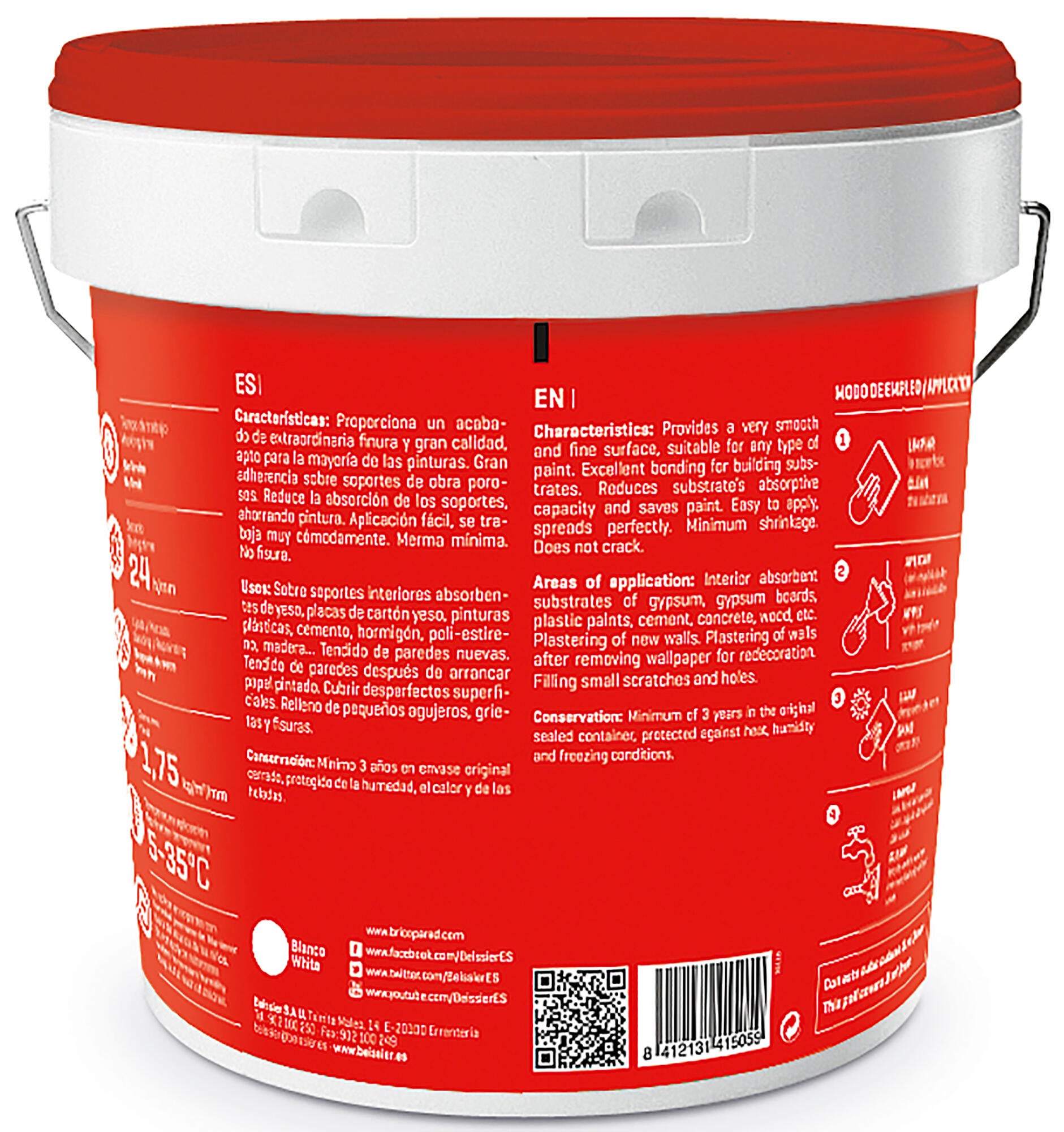 Masilla en pasta para alisar Aguaplast Standard Cima de 5 kg. Para interior. - 2