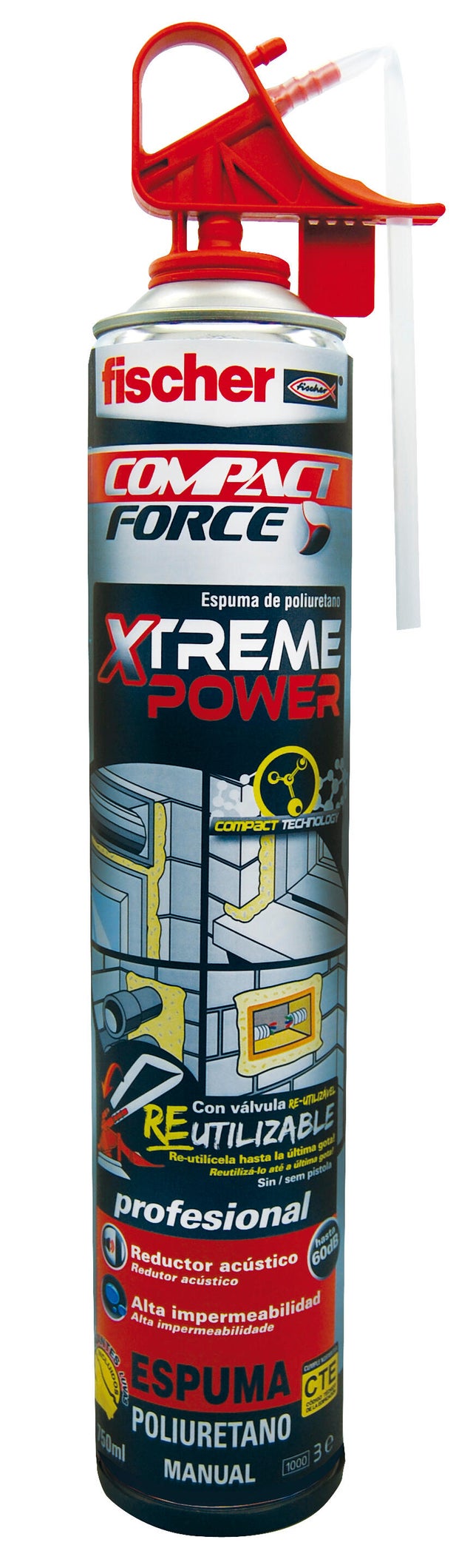 Espuma de poliuretano expansiva profesional FISCHER 750 ML manual