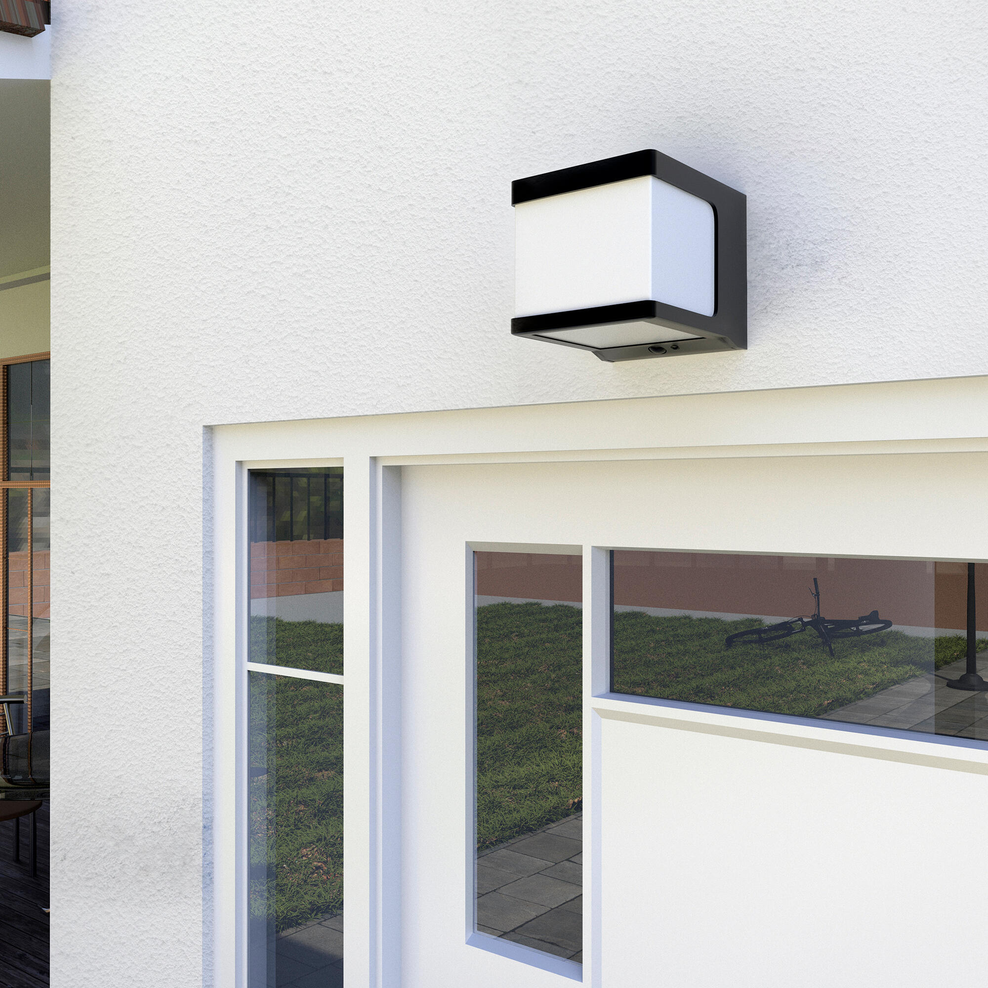 Aplique solar exterior luz LED blanco neutro Jano negro con detector de movimiento IP65 - 2