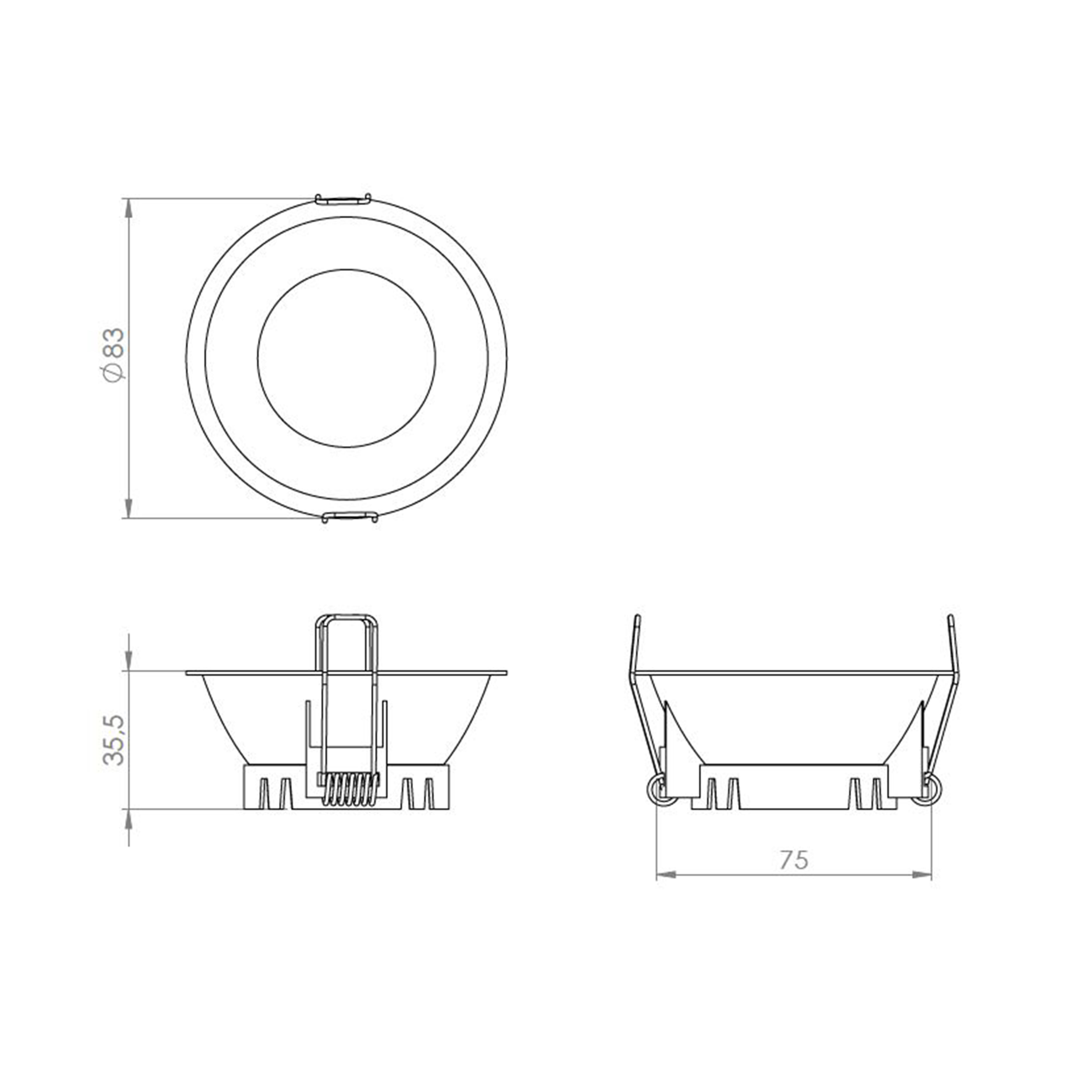 Downlight empotrable blanco redondo cepillado compatible con bombilla GU10 MIALUZ ø7.4 cm IP20 - Foco empotrable ojo de buey para techos - 3