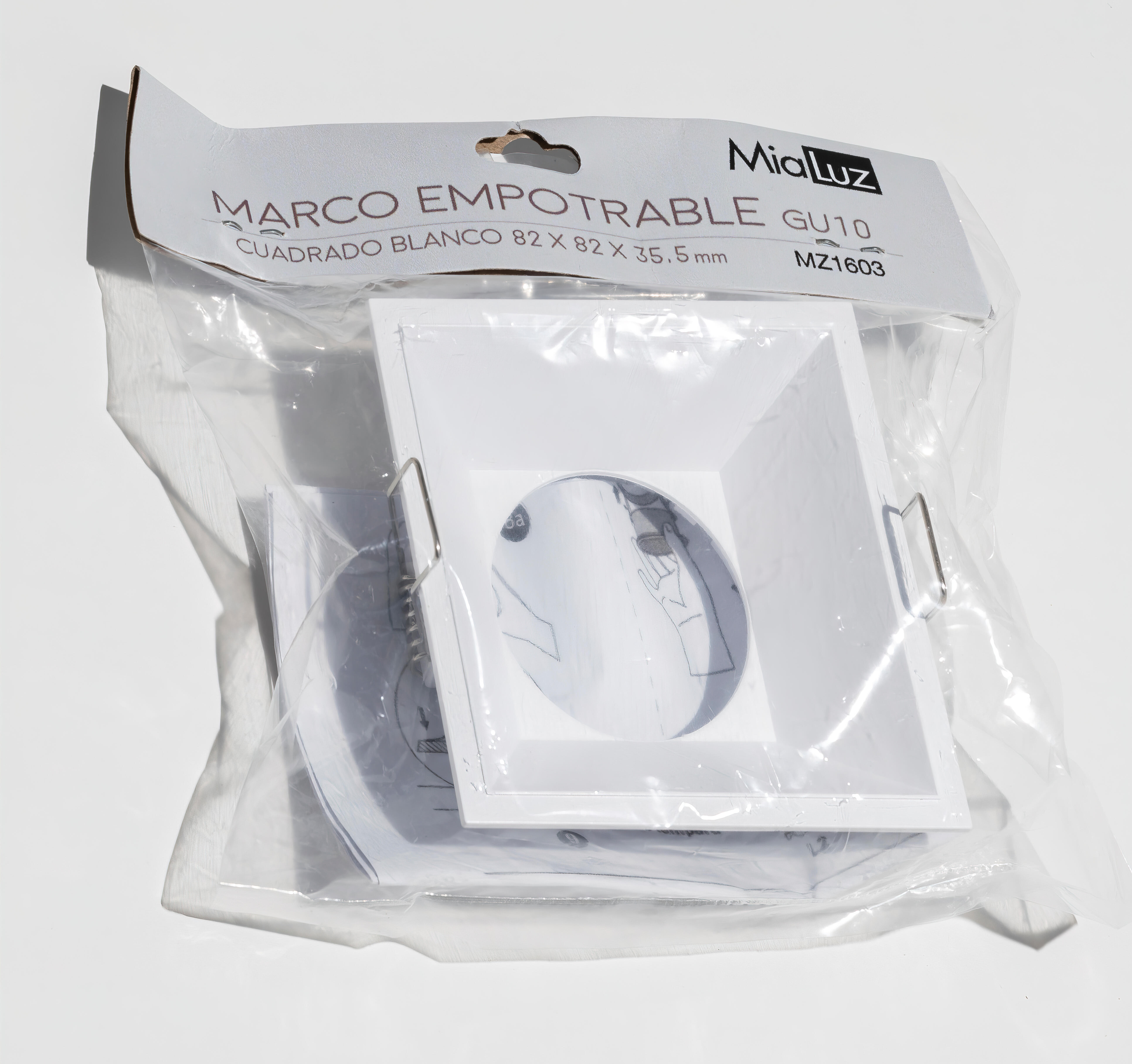 Downlight empotrable blanco cuadrado cepillado compatible con bombilla GU10 MIALUZ IP20 - Foco empotrable para techos - 3
