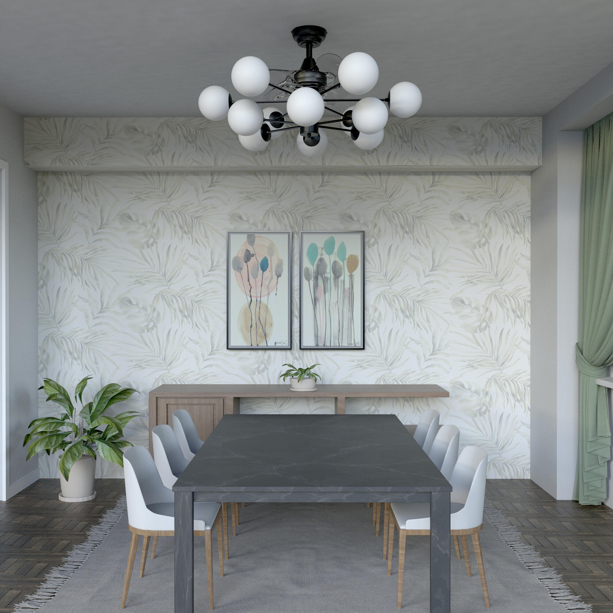 Ventilador de techo con luz motor DC Noja negro 91 cm - 2