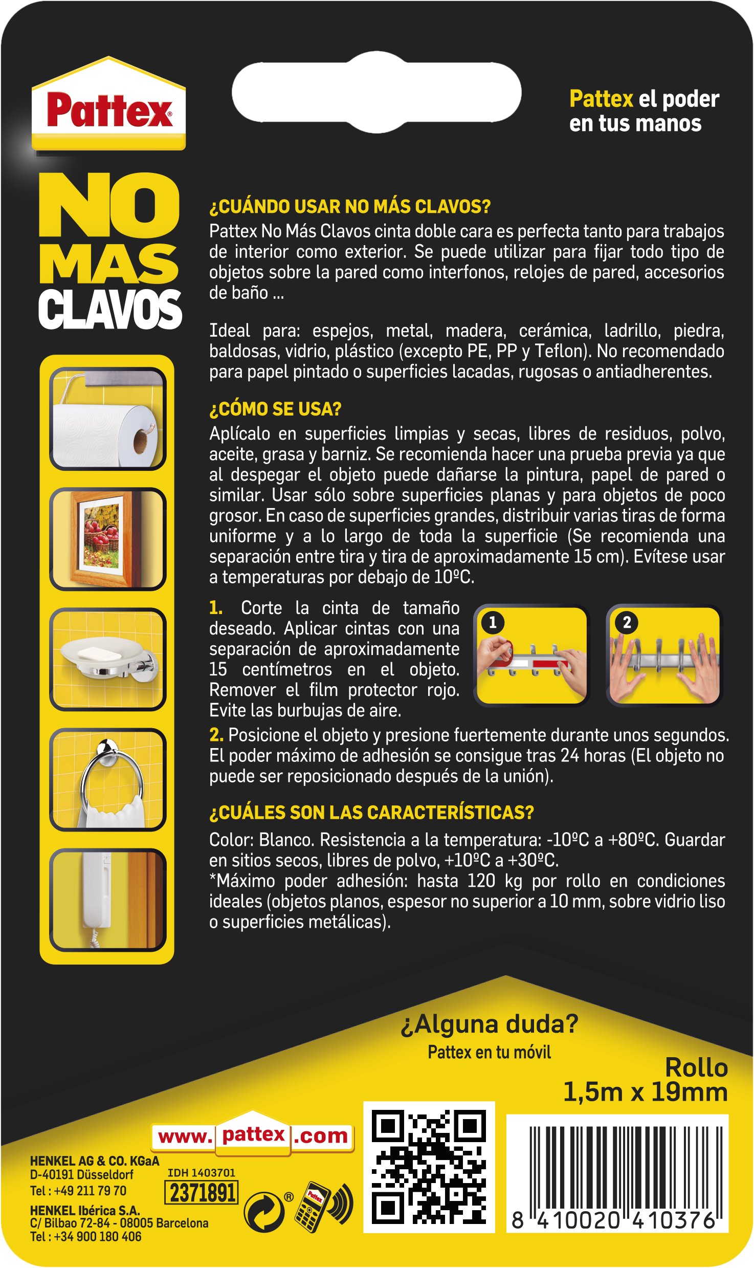 Fita dupla face não mais pregos Pattex 1,5mmx19mm - 4