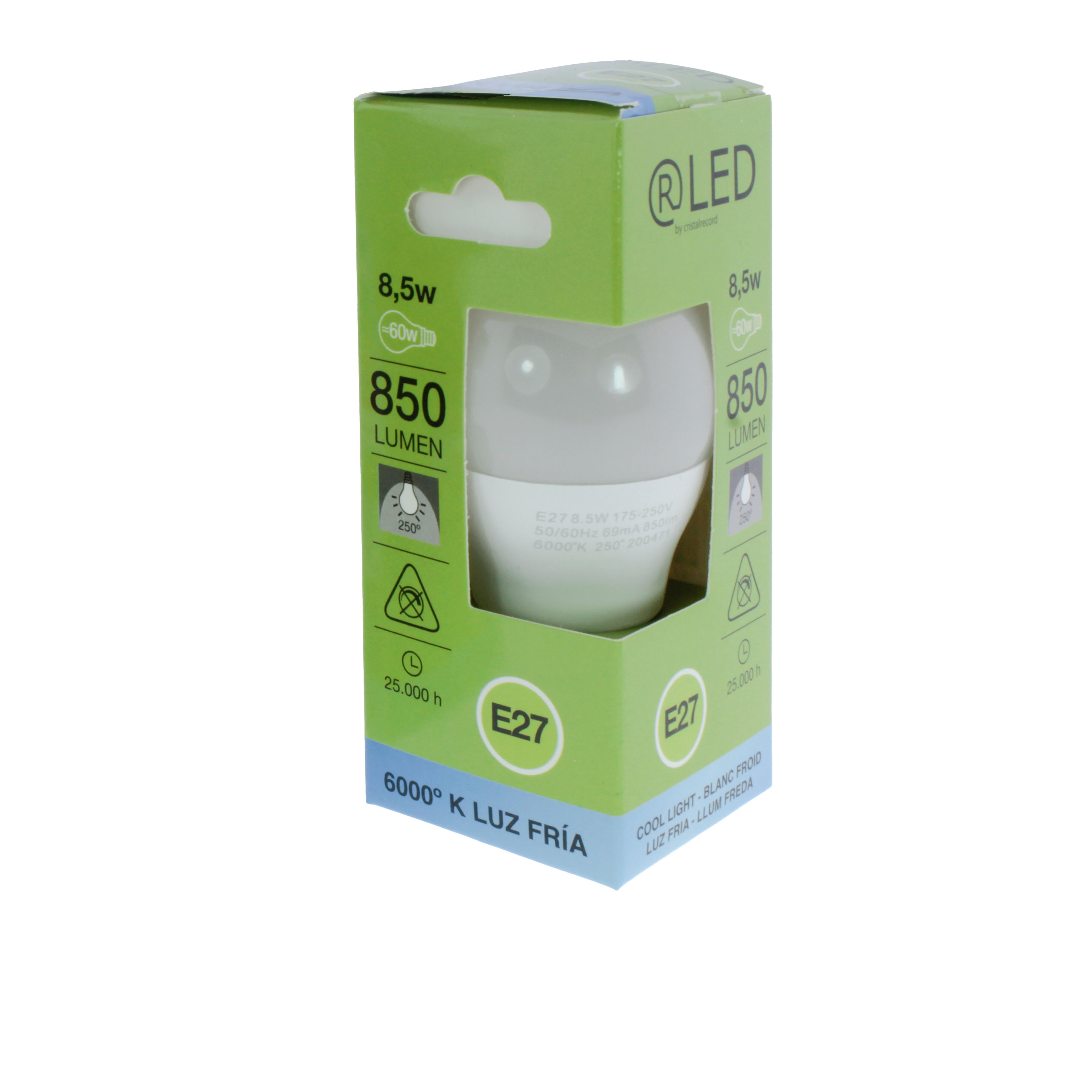 Lâmpada led esférica E27 800 lm 6000K
 - 8