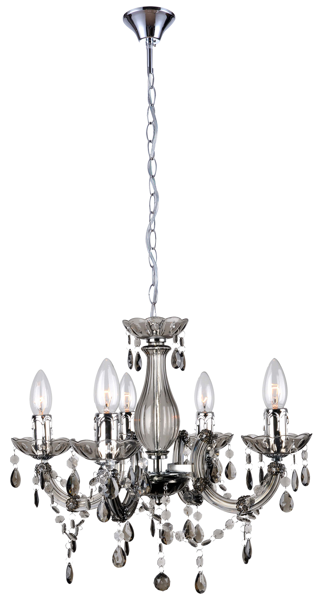 Lámpara de techo florencia 5 luces e14 44 cm plateada