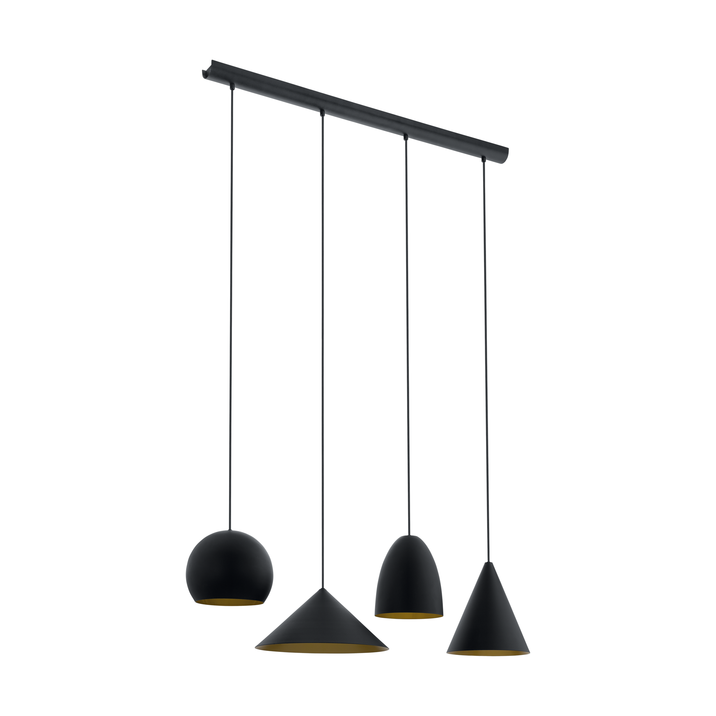 Lámpara de techo rubio 4 luces e27 negro/oro