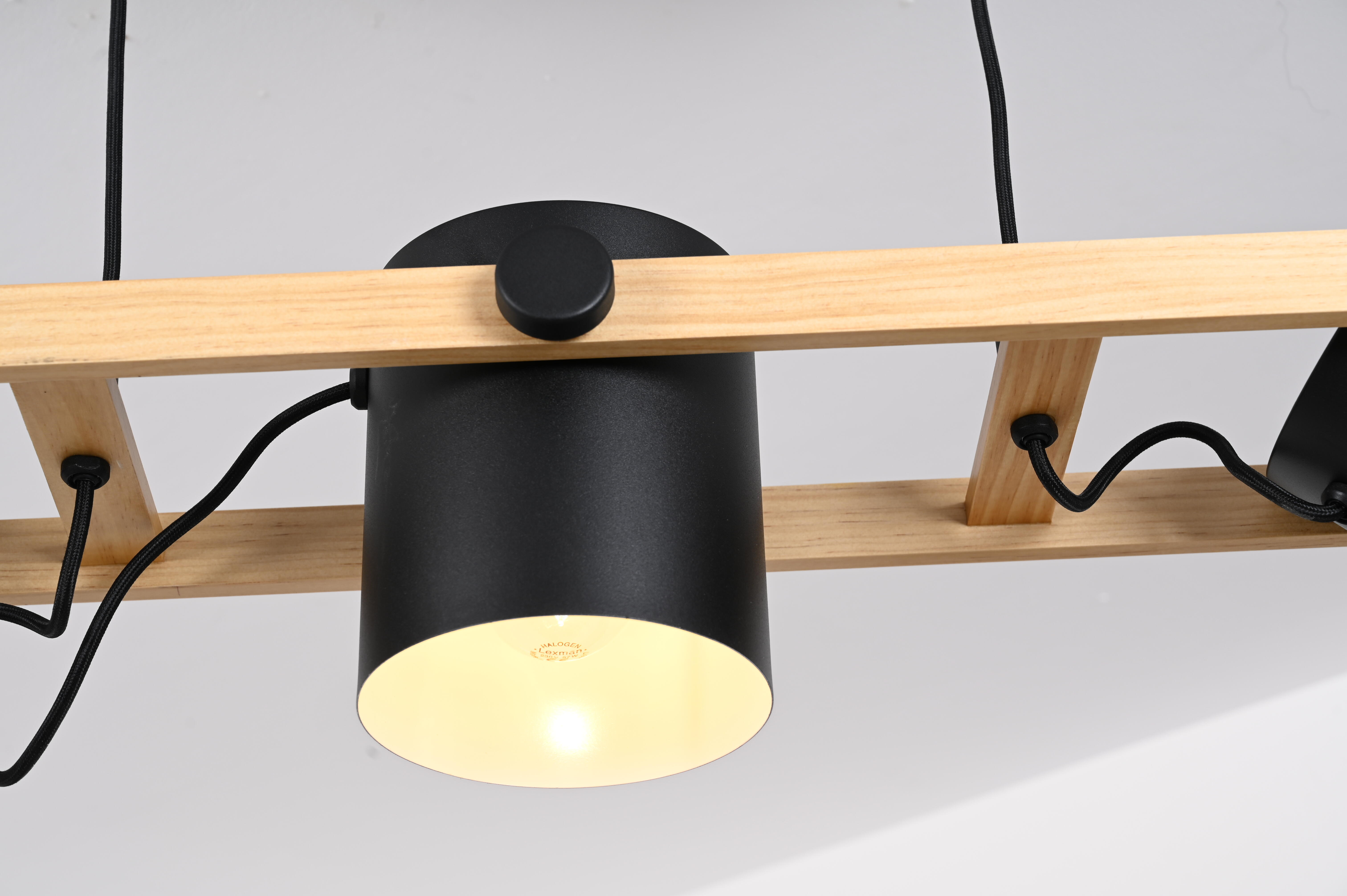 Lámpara de techo colgante de aluminio negra 3 luces E27 Hornwood 78 cm de ancho - 10