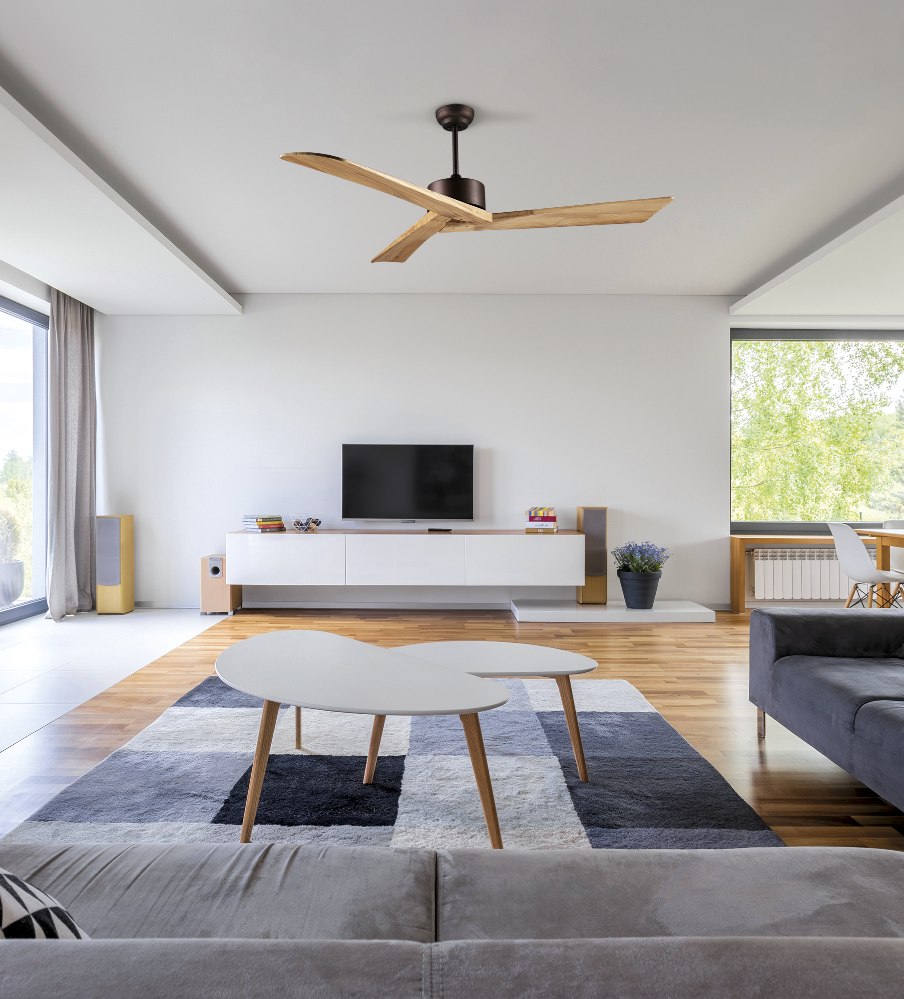 Ventilador de techo sin luz motor DC Nautic bronce 152 cm - 2