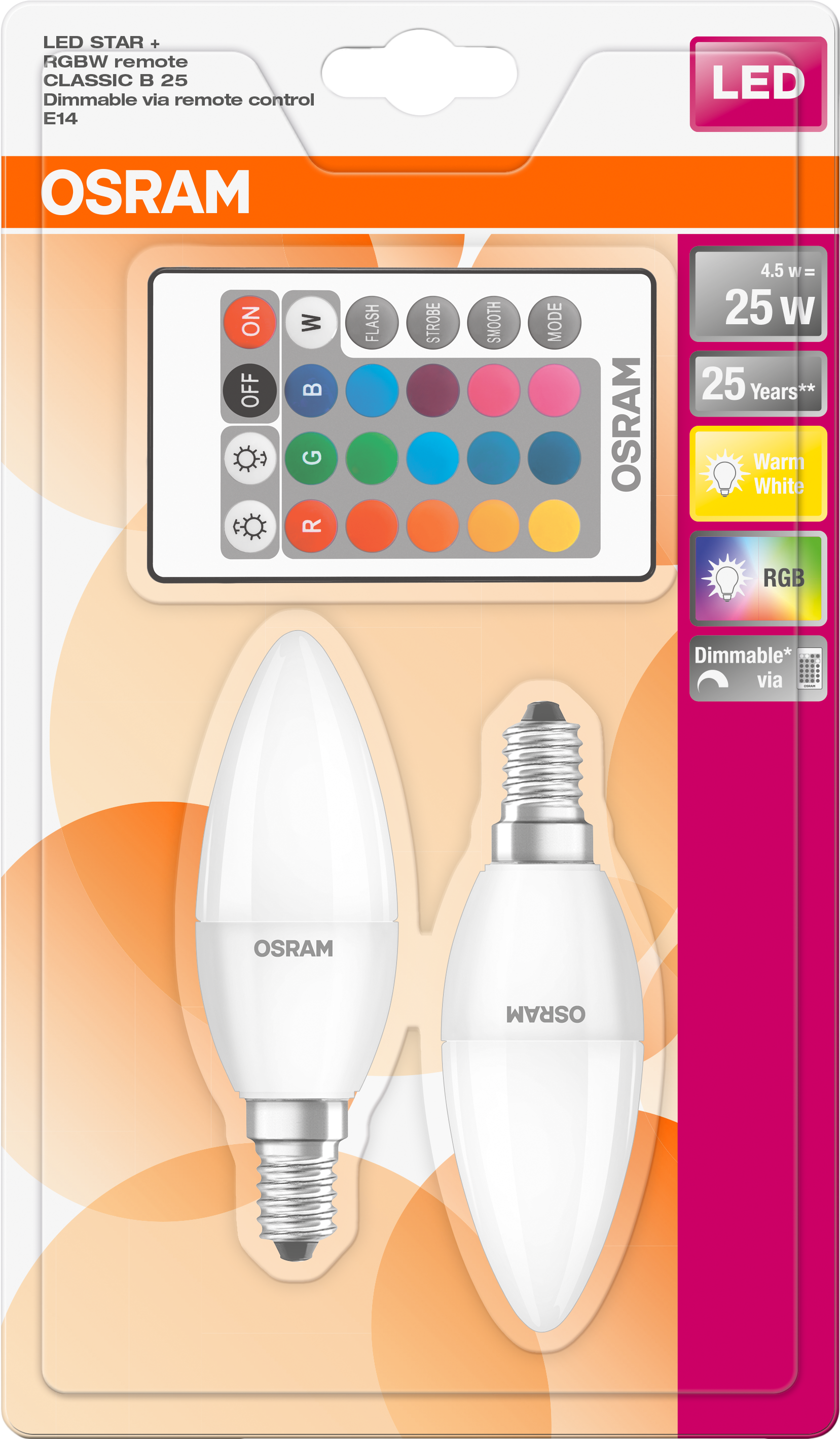 Pack 2 Lâmpadas led smart vela E14 250 lm Osram - 3