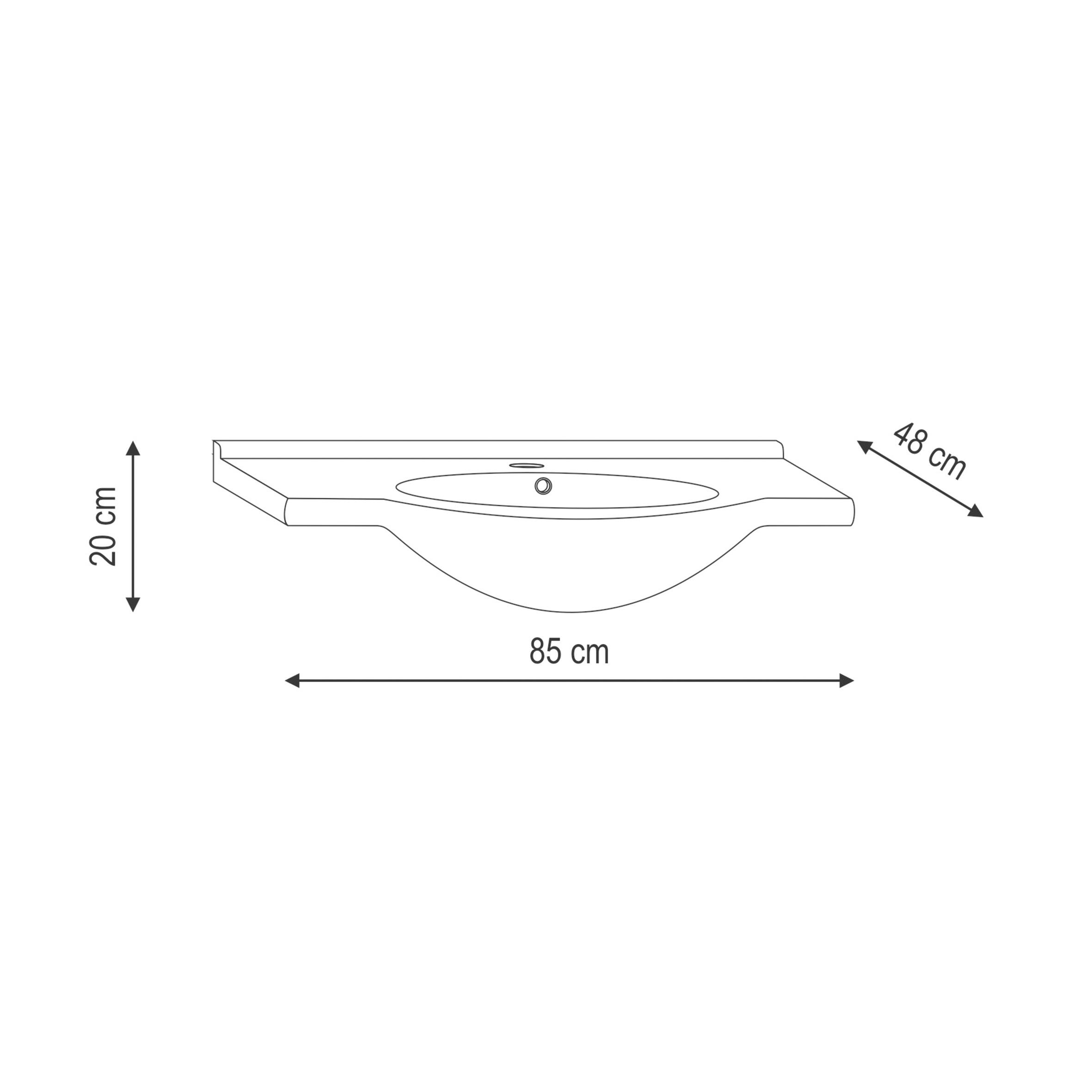 Lavabo d'appoggio rettangolare Unitop L 85 x H 20 x P 48 cm in ceramica bianco - 2