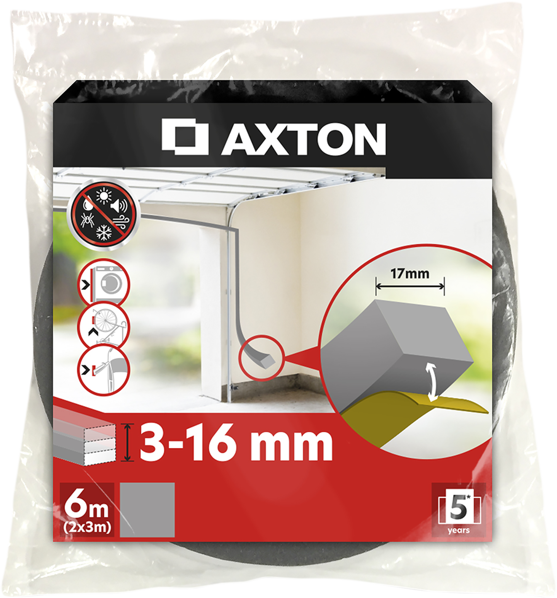 Espuma adesiva cinzento 16mmx6m Axton - 9