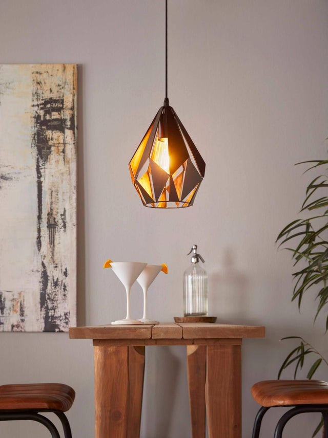 Lámpara de techo colgante de acero negra 1 luz E27 Carlton Ø20.5