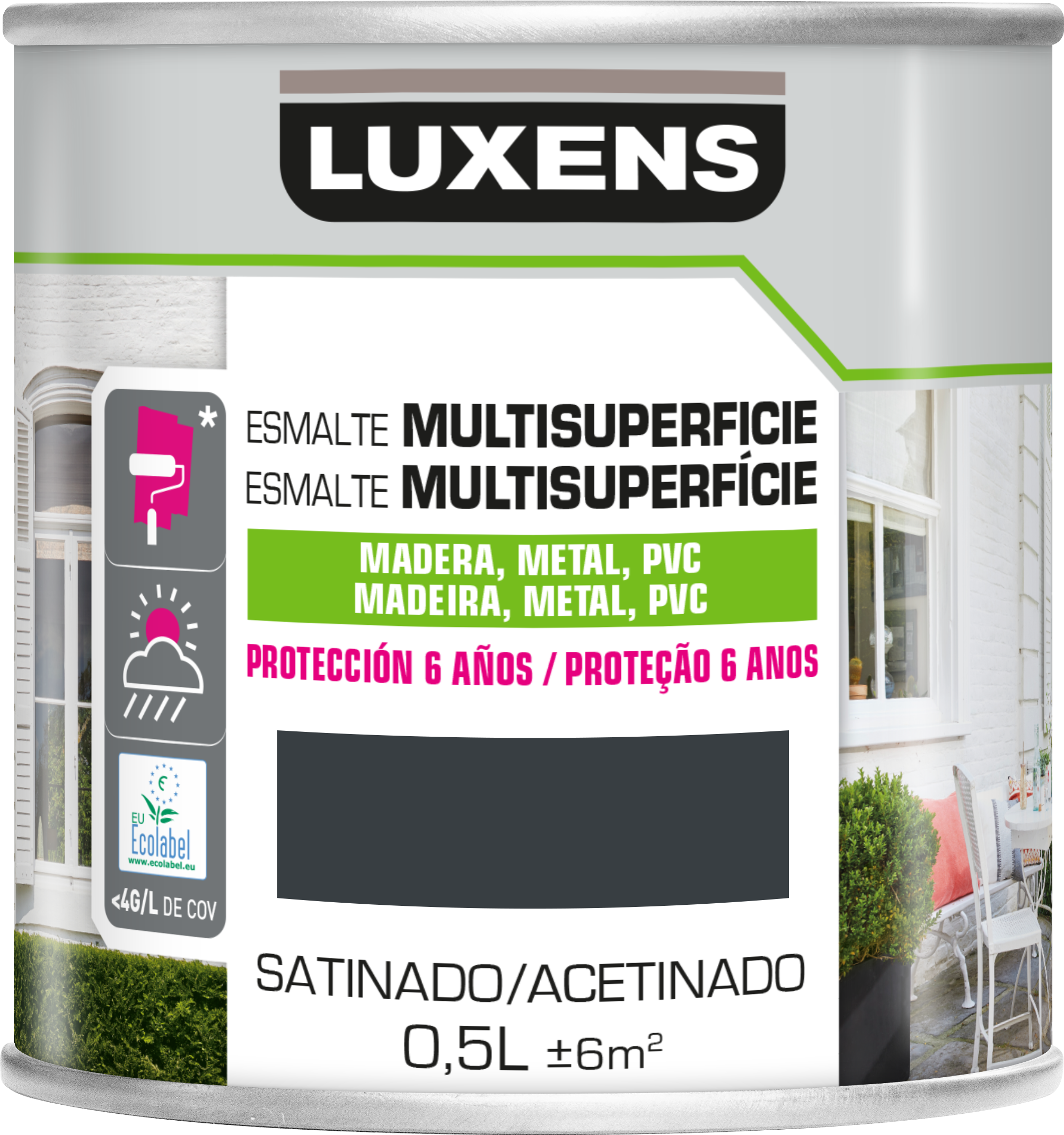 Pintura exterior color rojo para madera, pvc, pared LUXENS satinado 500ml base agua antigoteo - 2