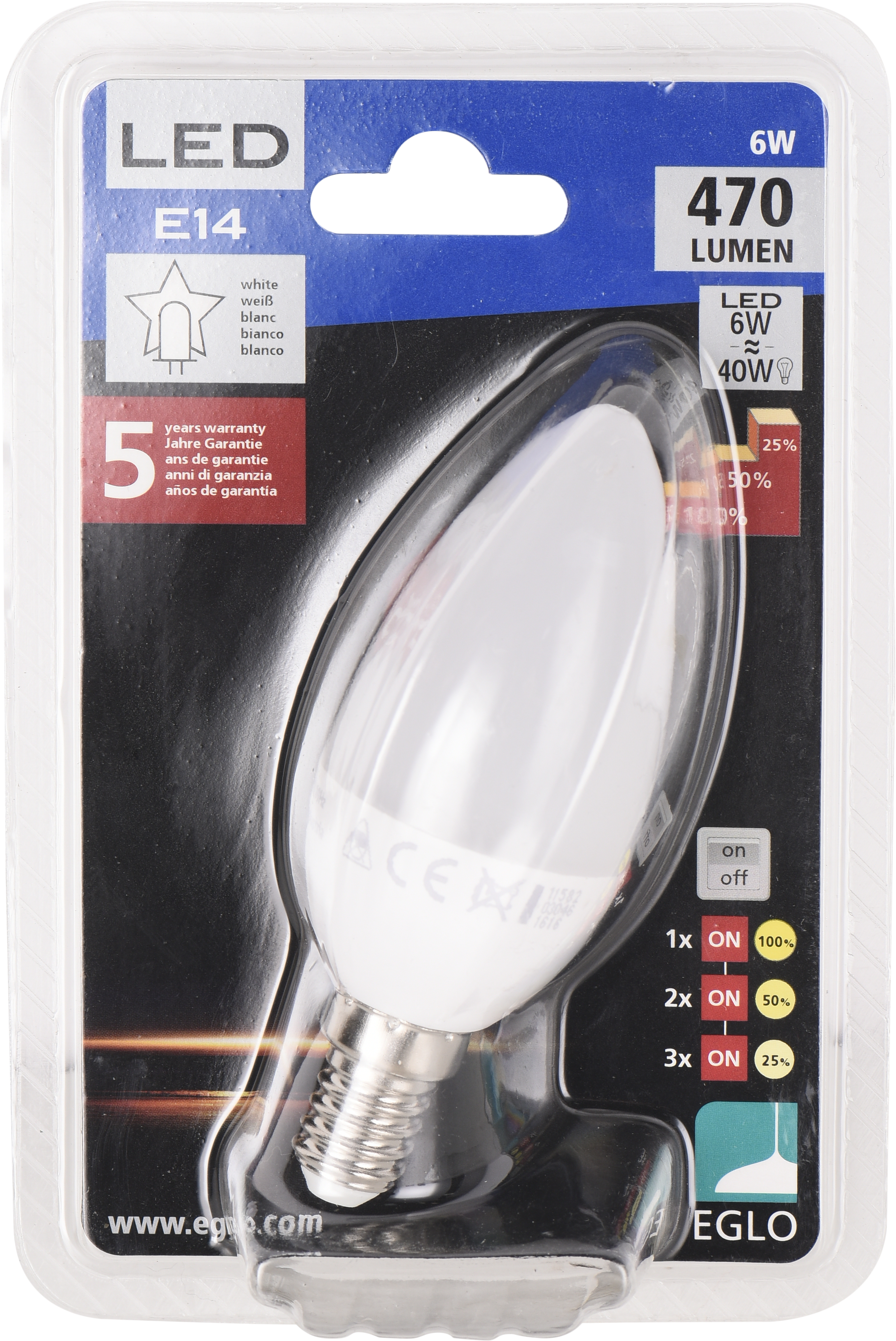 Lâmpada led click 4000k E14 vela 470LM branco - 5