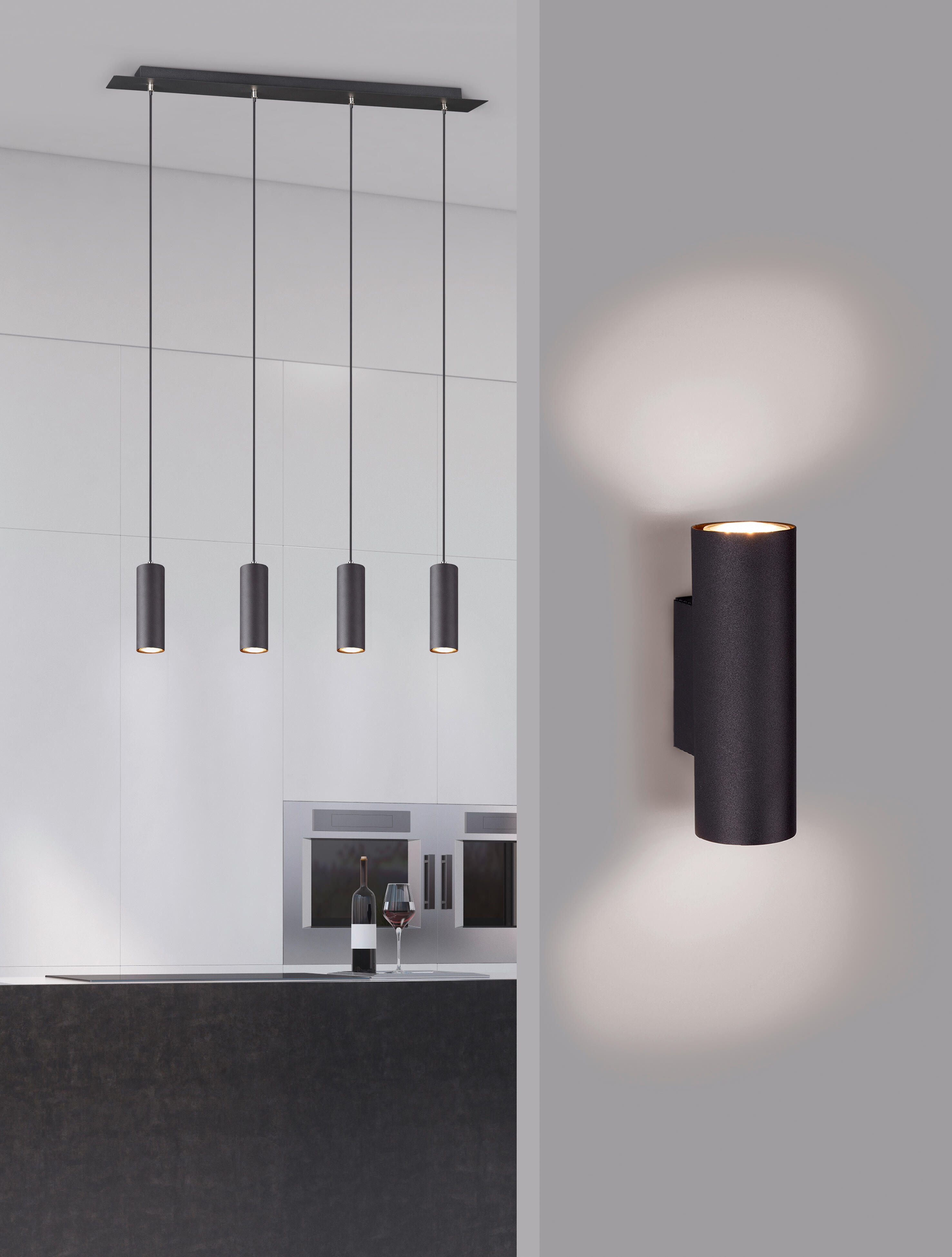 Candeeiro de teto suspenso MARLEY 4 LÂMPADAS GU10 PRETO - 4