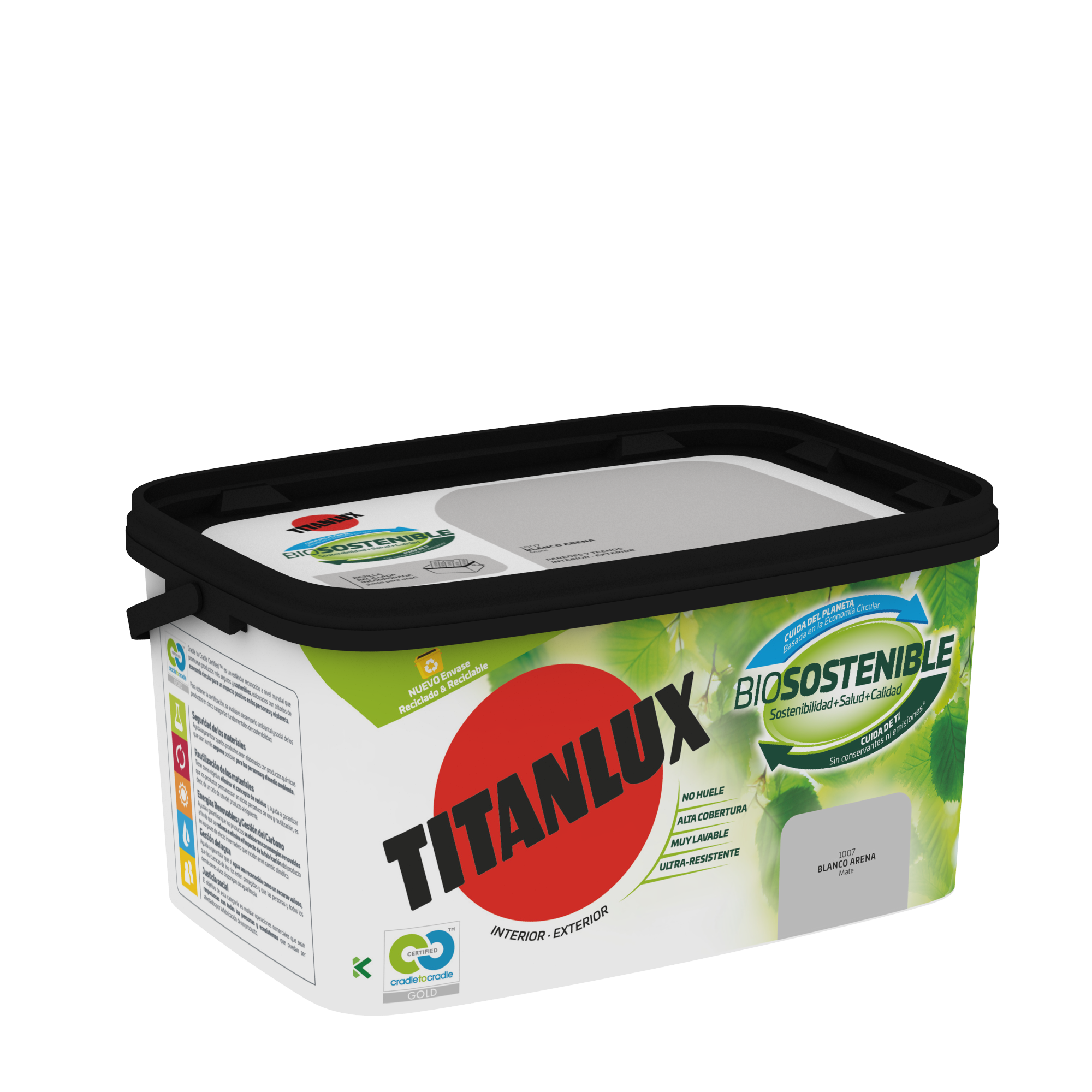 Pintura interior biosostenible titanlux mate 4 l blanco arena