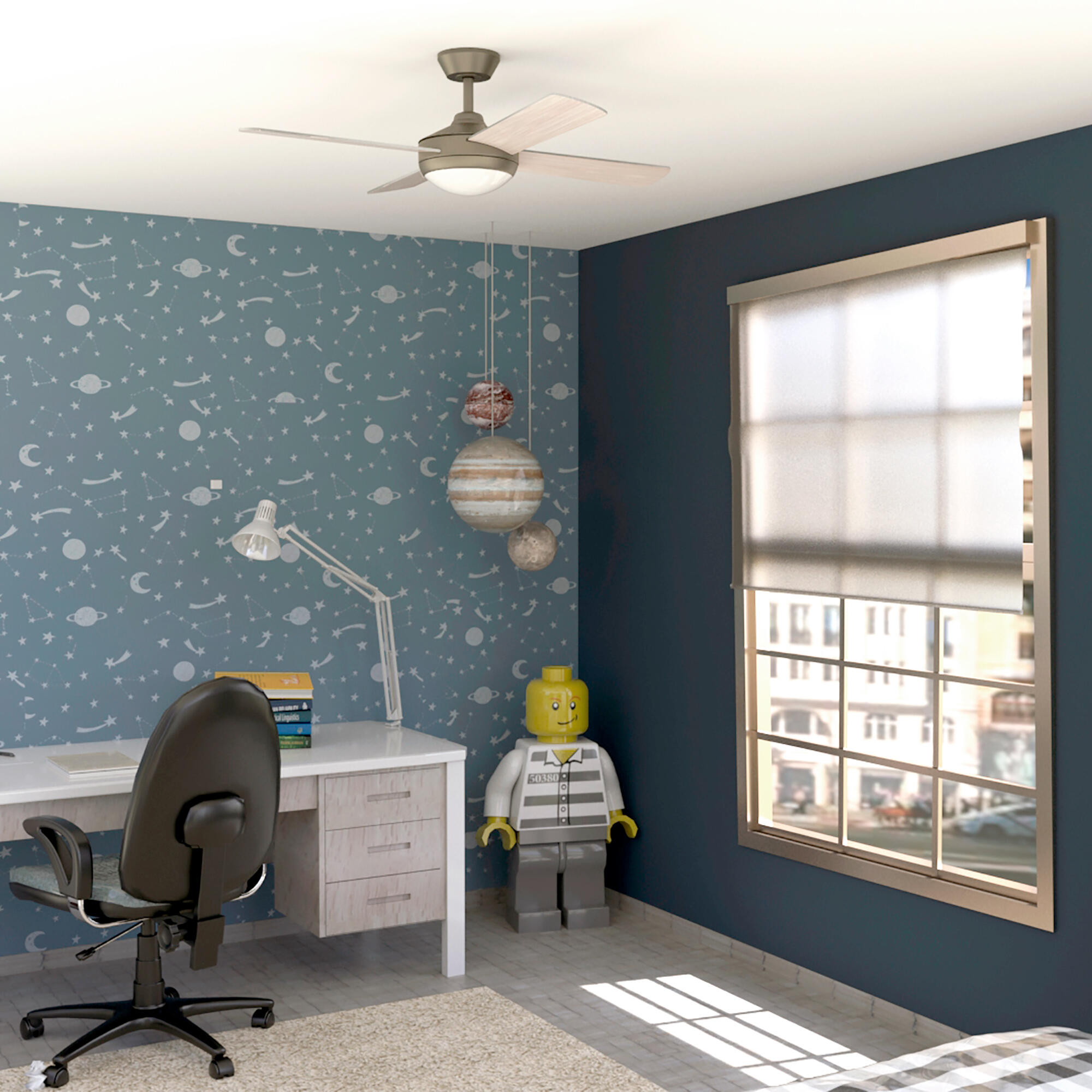 Ventilador de techo con luz motor DC Bora plata color luz regulable 112 cm - 3