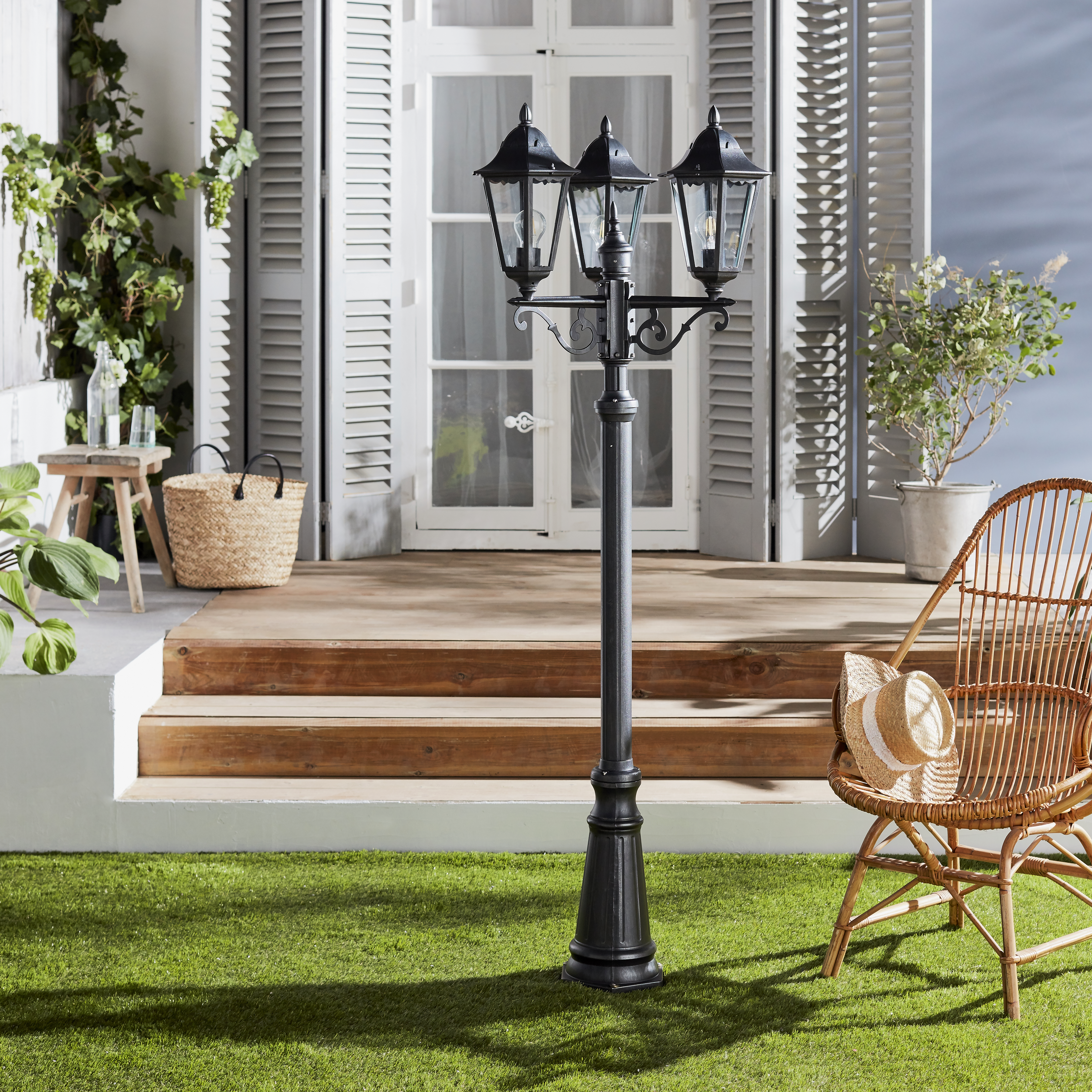 Lampione da giardino, Monza H 225 cm, nero, IP44 INSPIRE