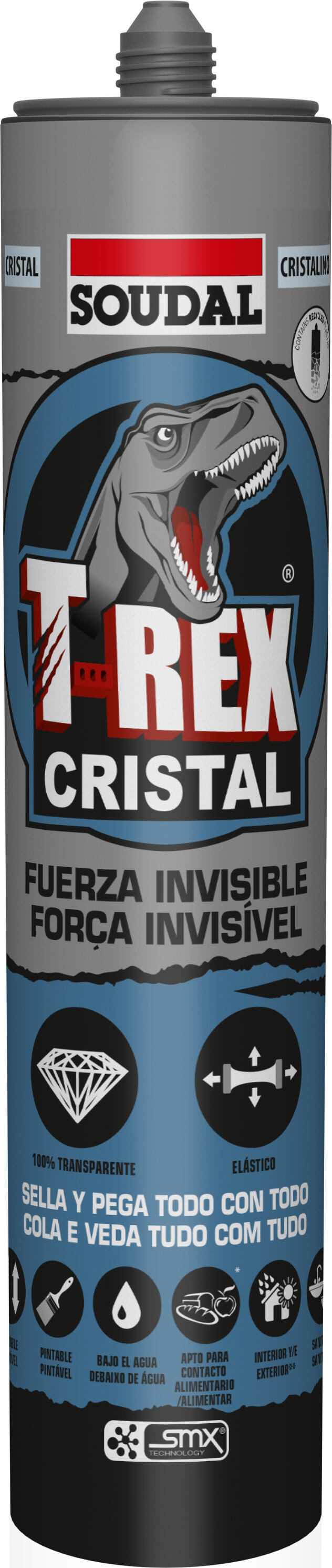 Cola e veda 290 ml transparente T-rex Cristal