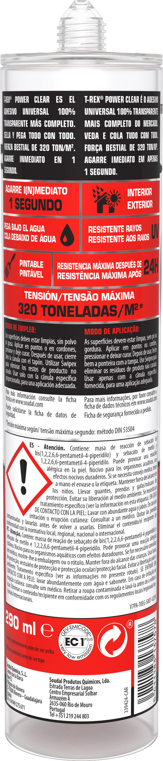 Cola e veda força extrema 290 ml transparente T-rex Power - 3